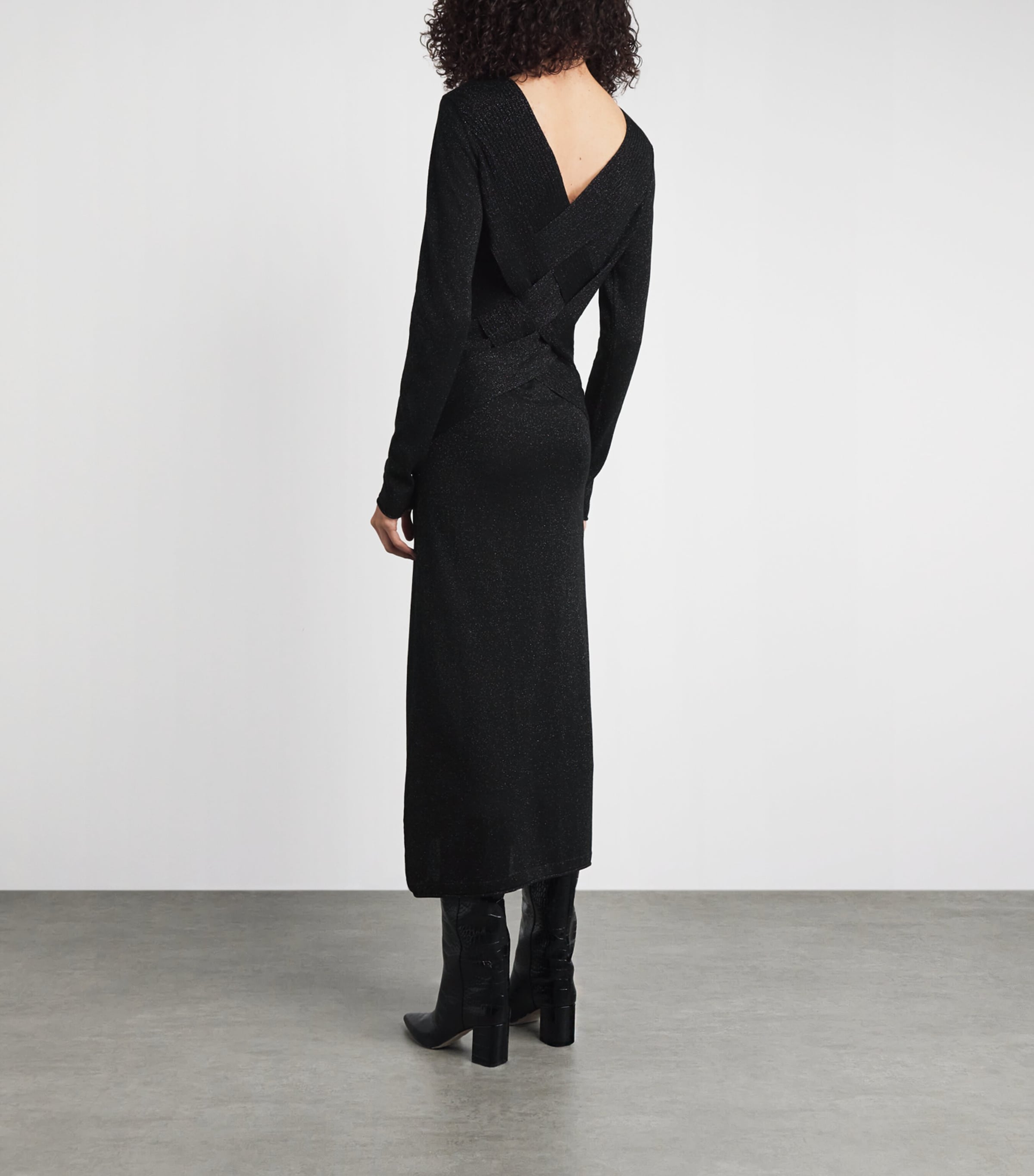RETORI Womens Lurex Maxi Dress Black Image 4