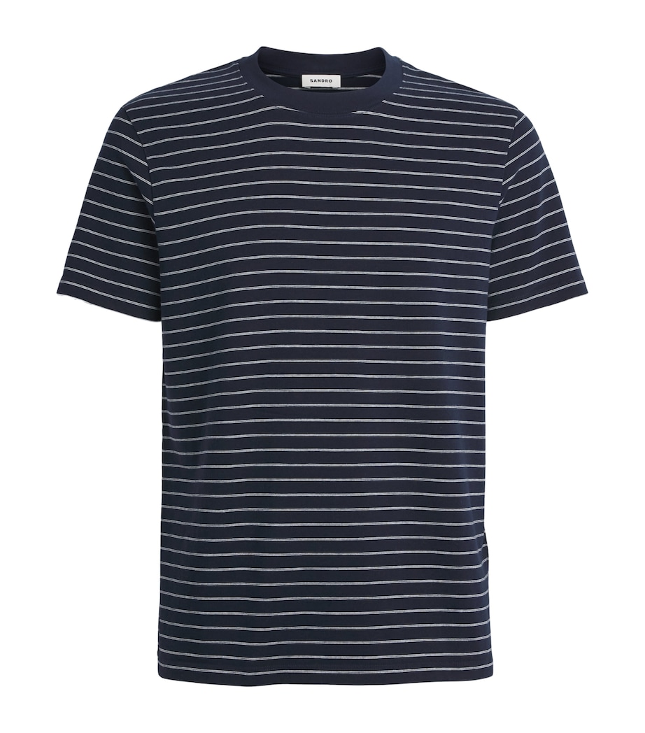 Sandro Paris Mens Cotton Sailor T-Shirt Marine / Blanc Image 1