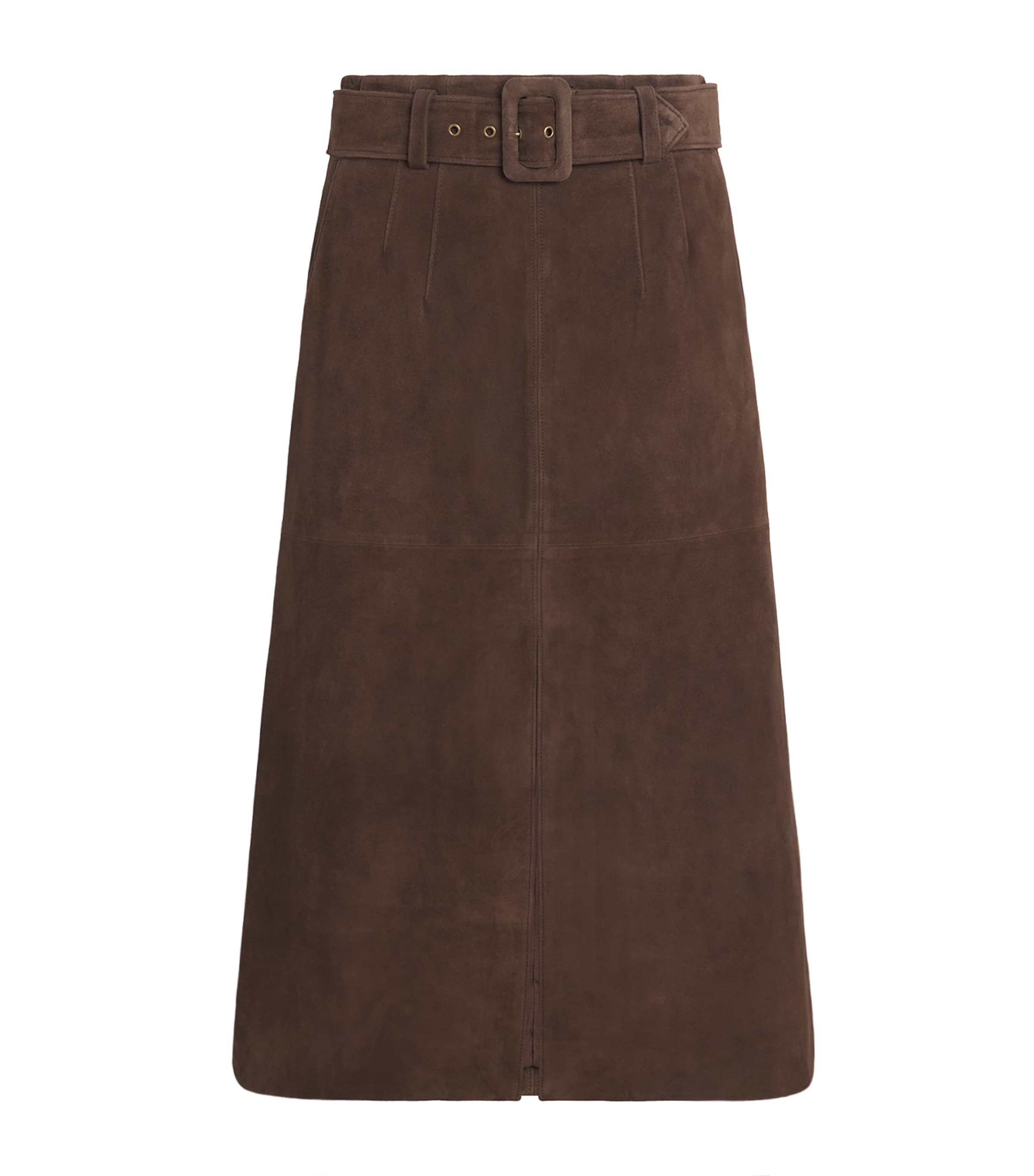 Veronica Beard Suede Alexi Midi Skirt In Brown