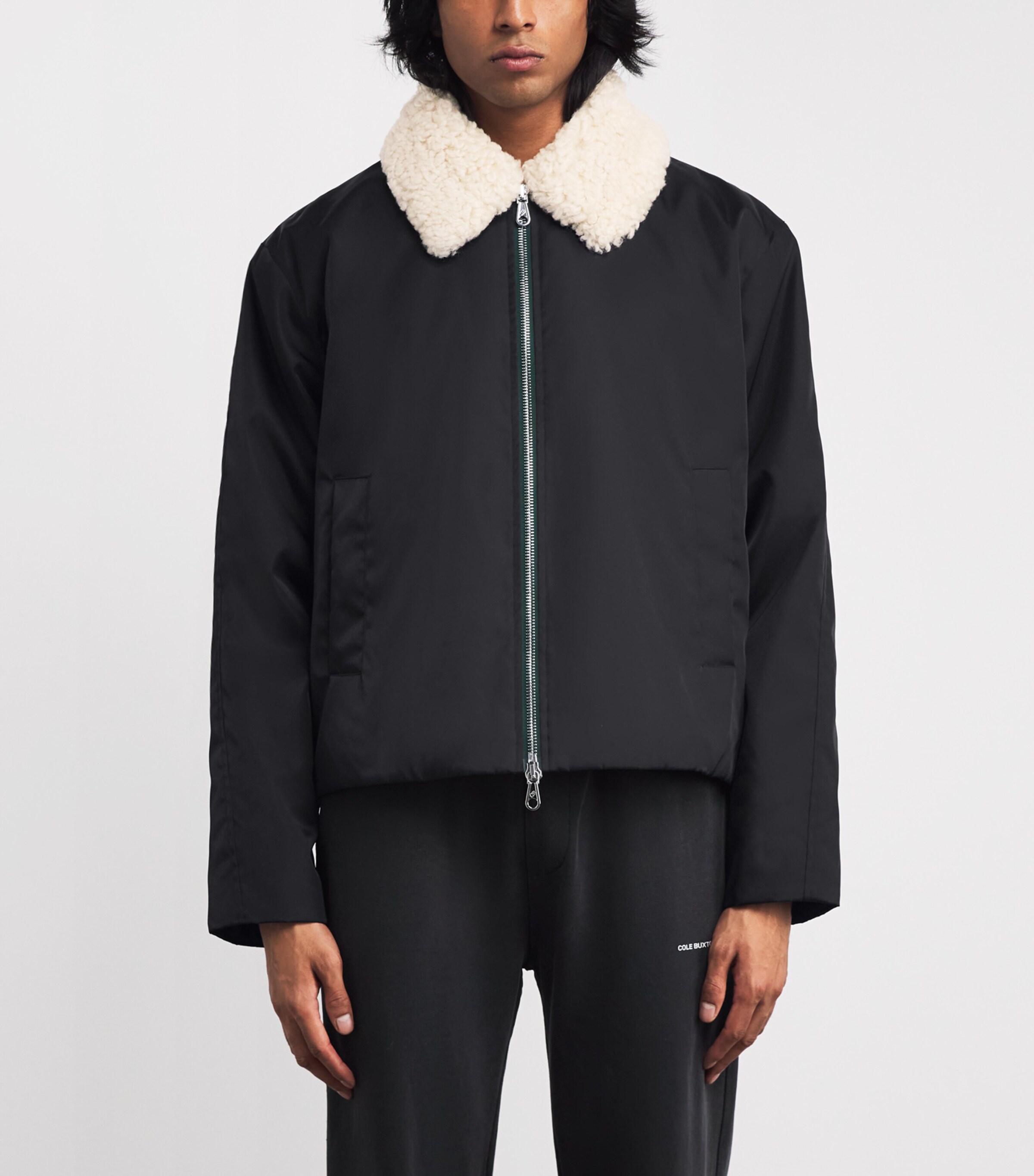 Faux Fur-Collar Bomber Jacket BLACK 000 Image 3