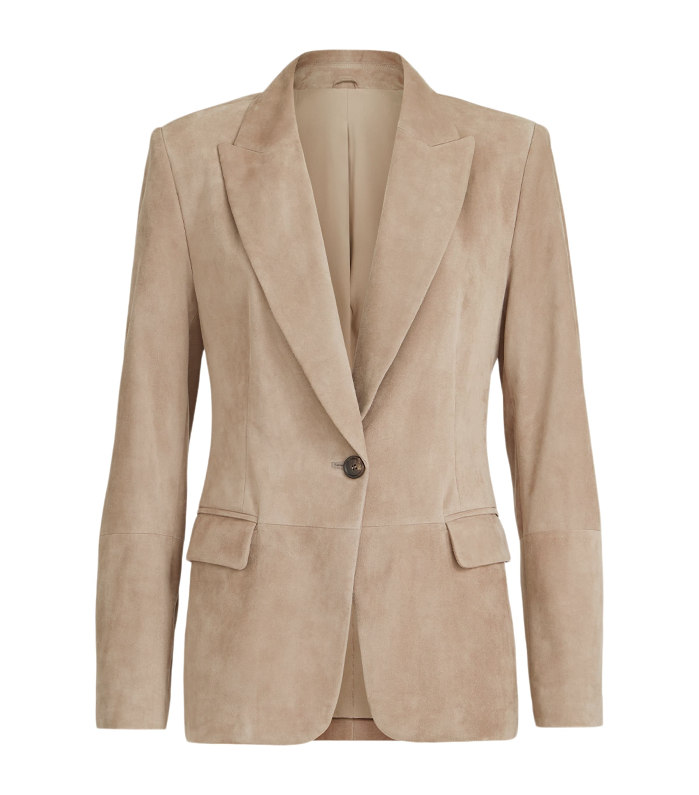 Brunello Cucinelli Suede Monili-detail Blazer In Brown