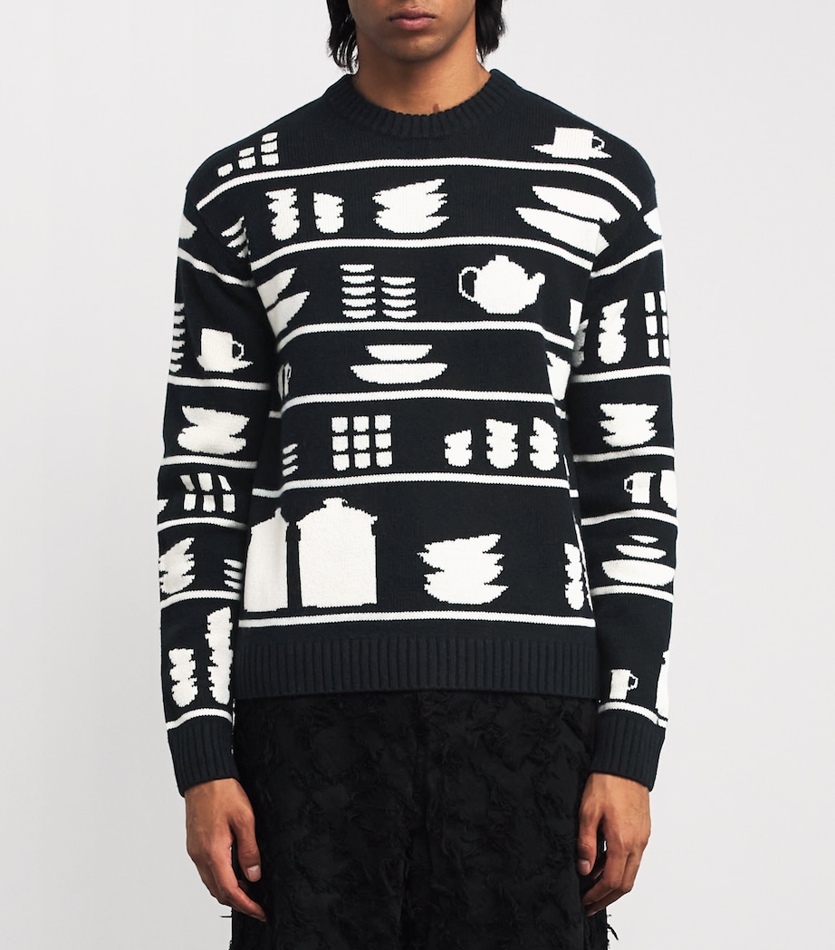 Wool Crockery Jacquard Sweater BLACK/WHITE Image 3