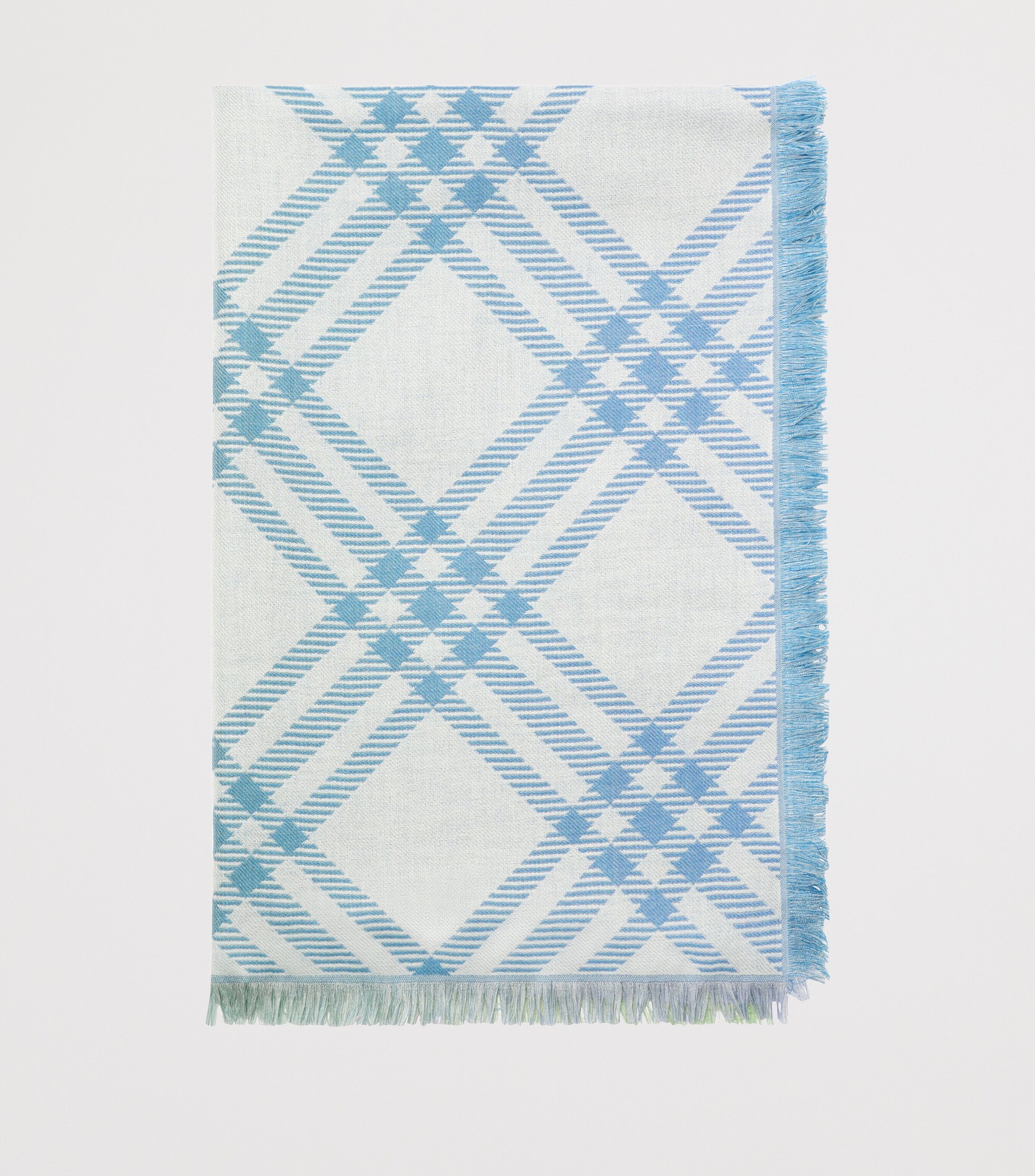 Burberry Wool-Silk Gradient Check Scarf Racquet Green Image 3