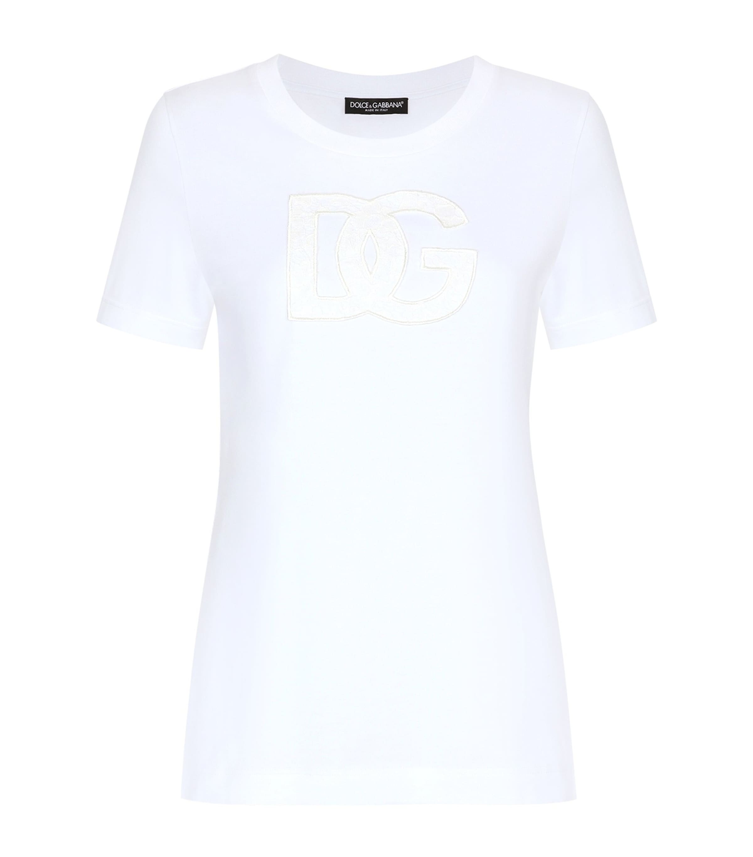 Dolce & Gabbana Jersey Logo-Patch T-Shirt | Women Clothing | Tops | T-Shirts | Designers | Dolce & Gabbana
