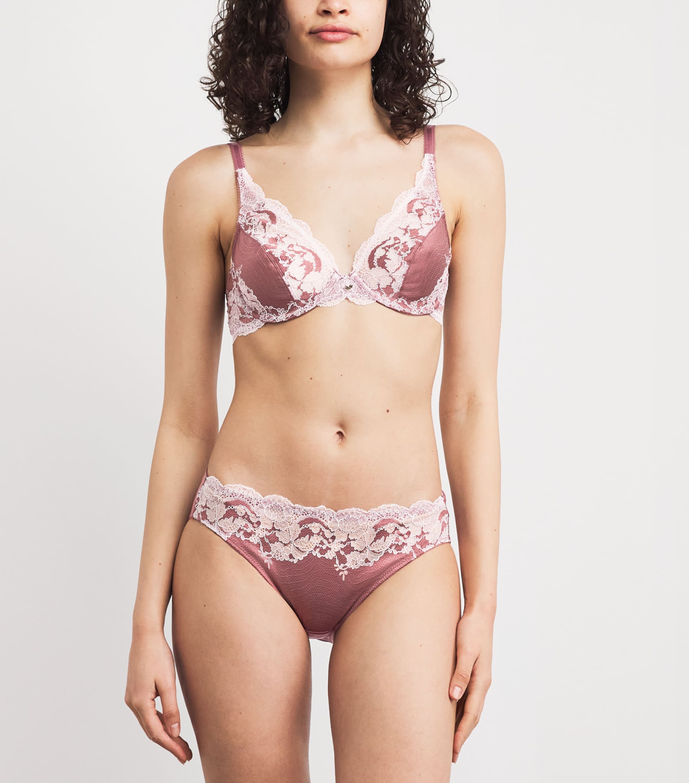 Wacoal Womens Modern Affair Plunge Bra Brwn/crdl Pnk Image 2
