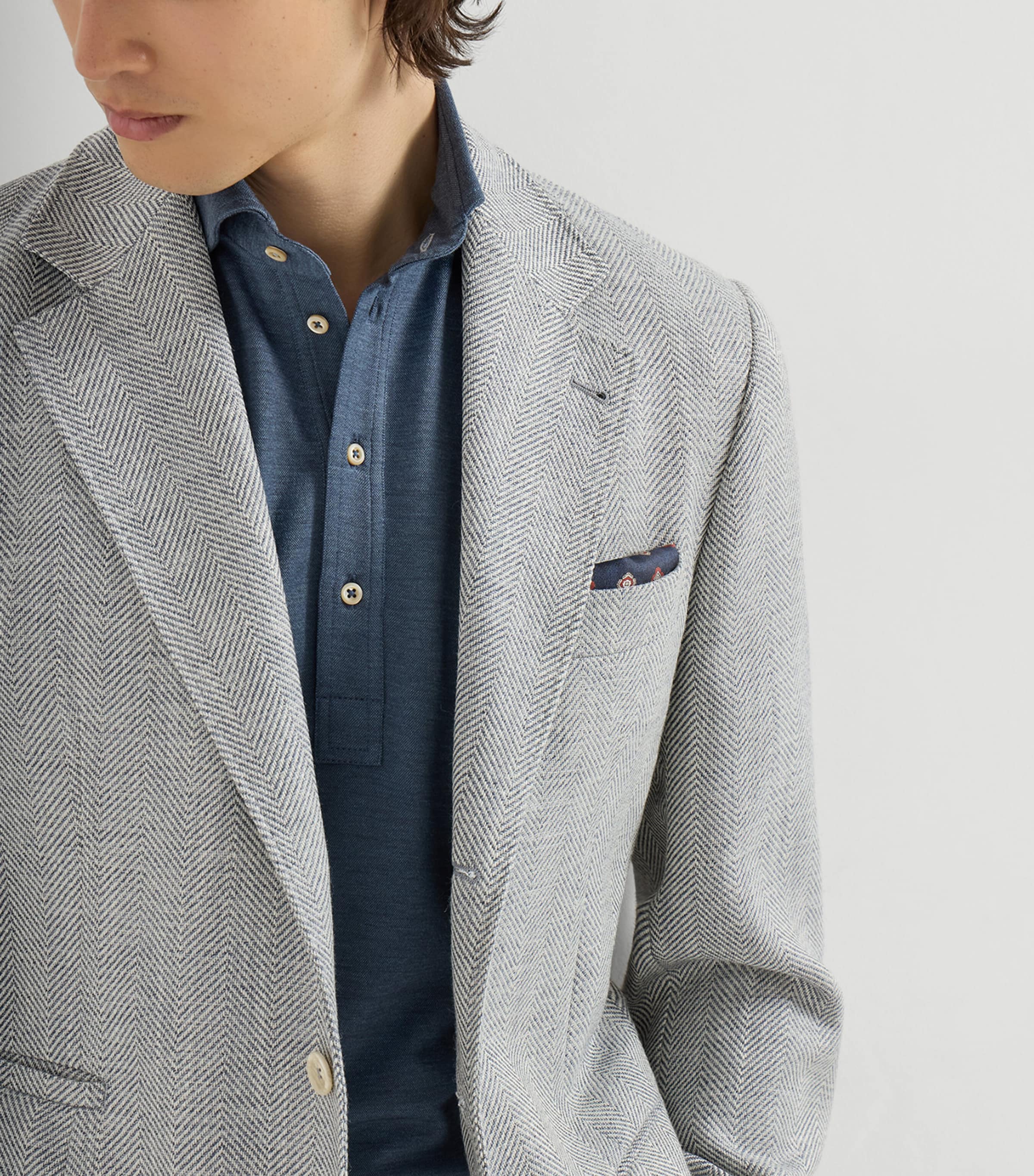 Brunello Cucinelli Mens Wool-Alpaca-Silk Chevron Blazer Image 6