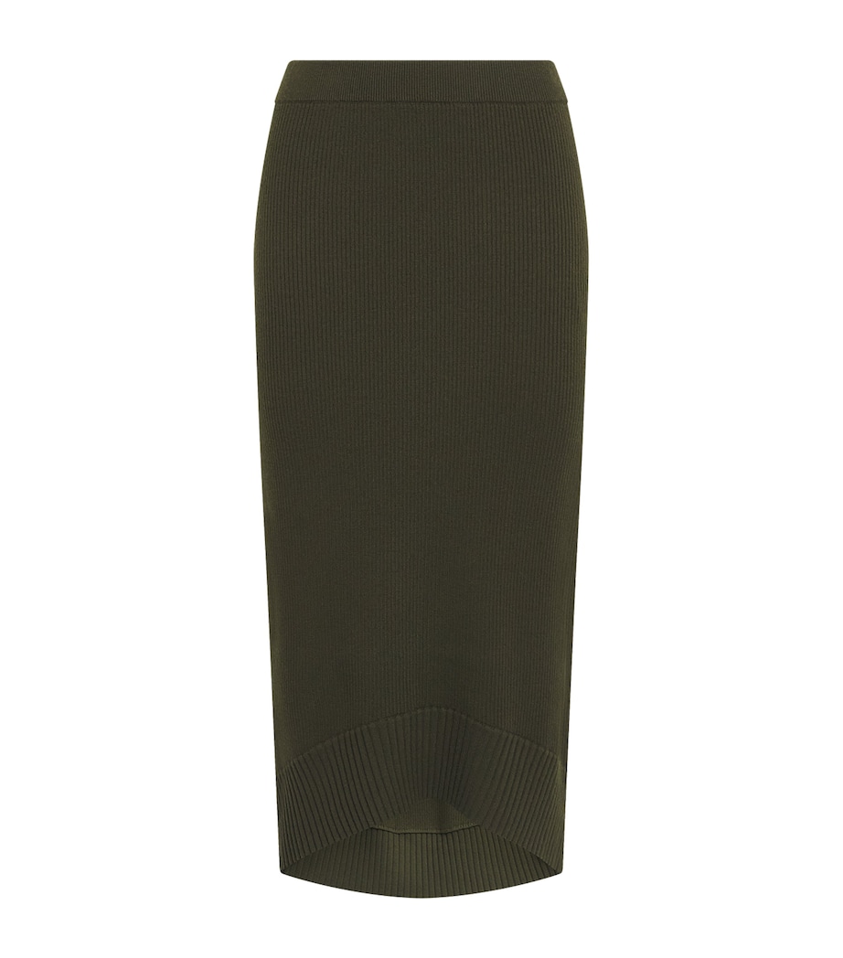 Victoria Beckham Womens Merino Wool-Blend Ribbed Midi Skirt Green Image 1