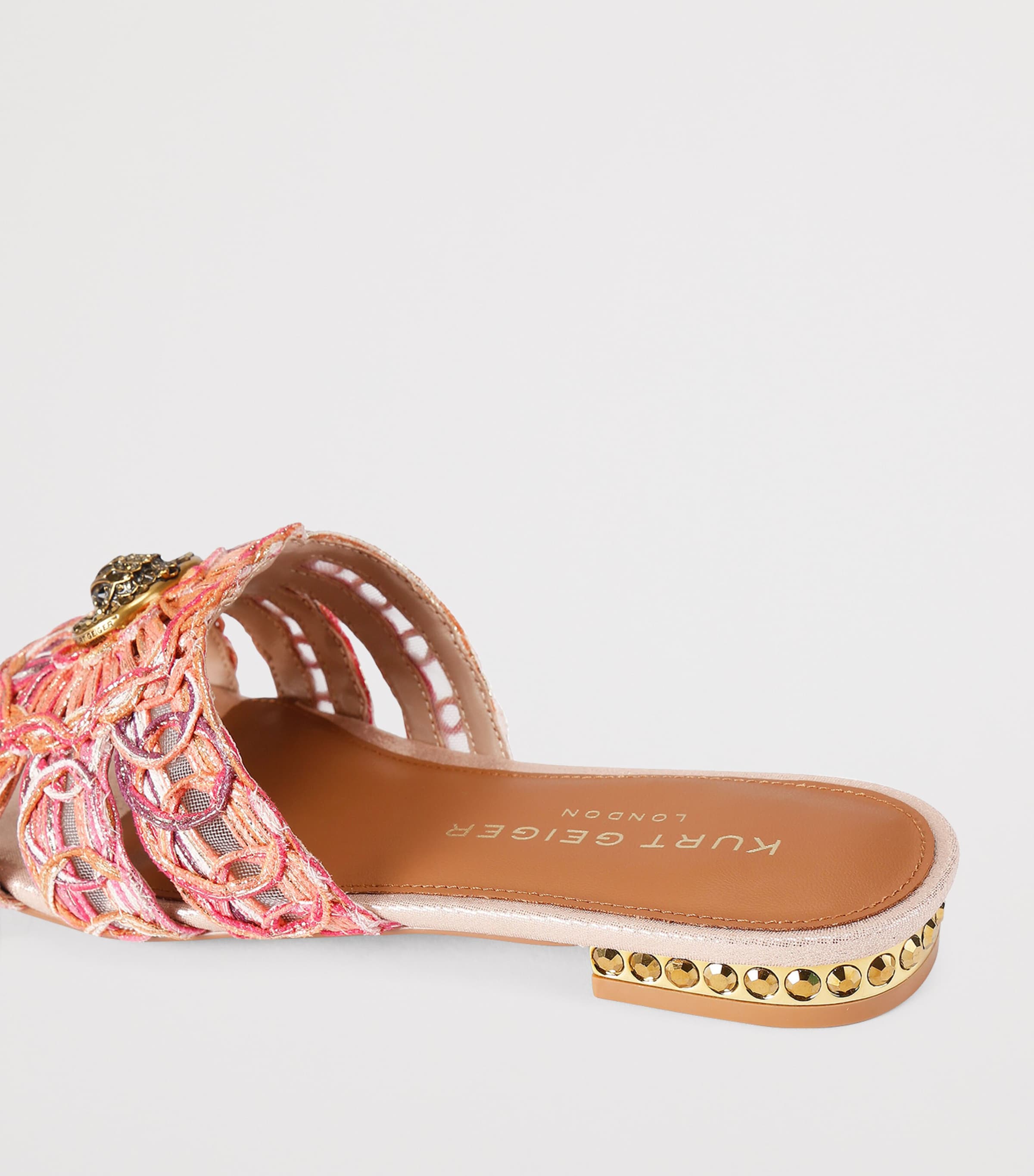Kurt Geiger London Woven Chelsea Flat Sandals Pink Comb Image 3