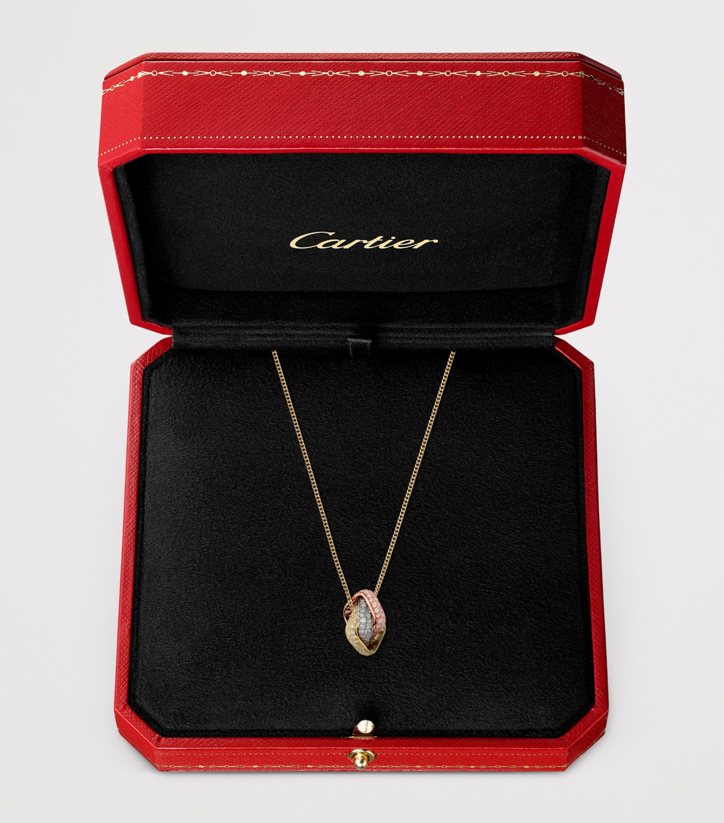 Mixed Gold and Diamond Trinity Cushion Pendant Necklace YLLW/ROSE/WHITE GOLD Image 5