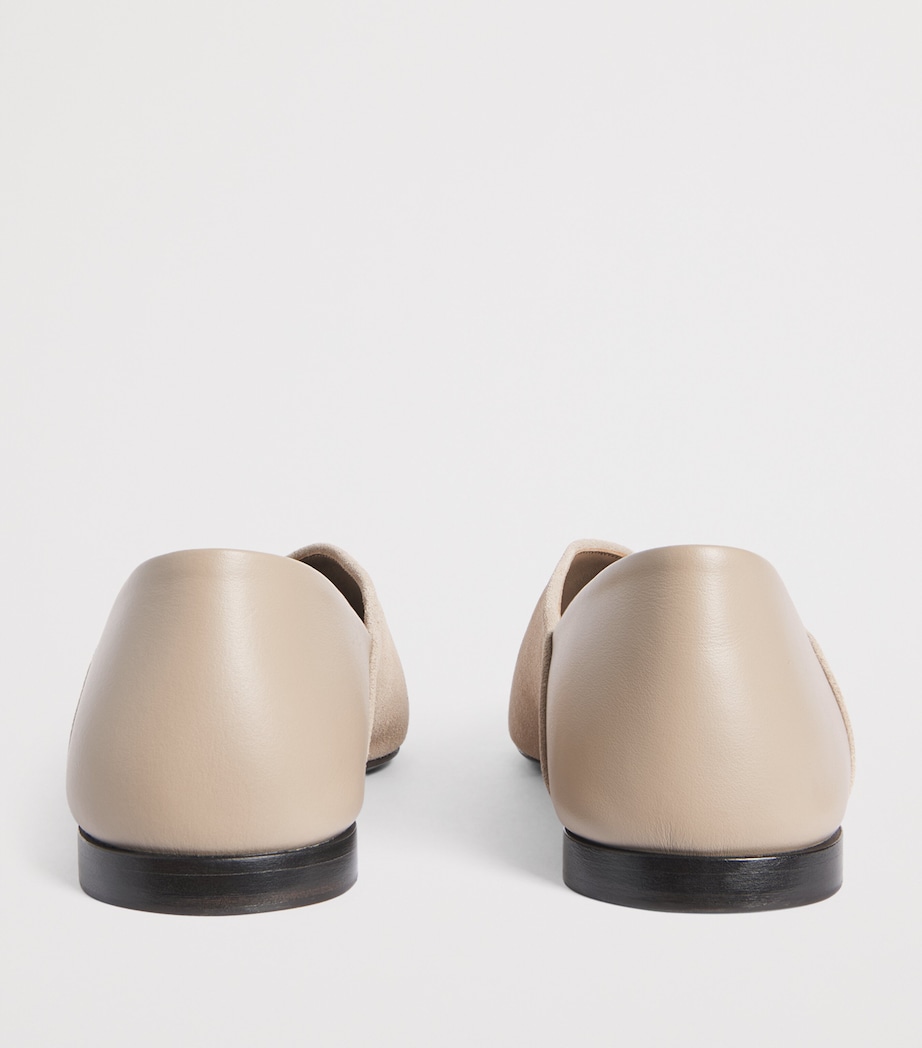 Max Mara Suede Leather-Trim Ballet Flats Beige Image 5