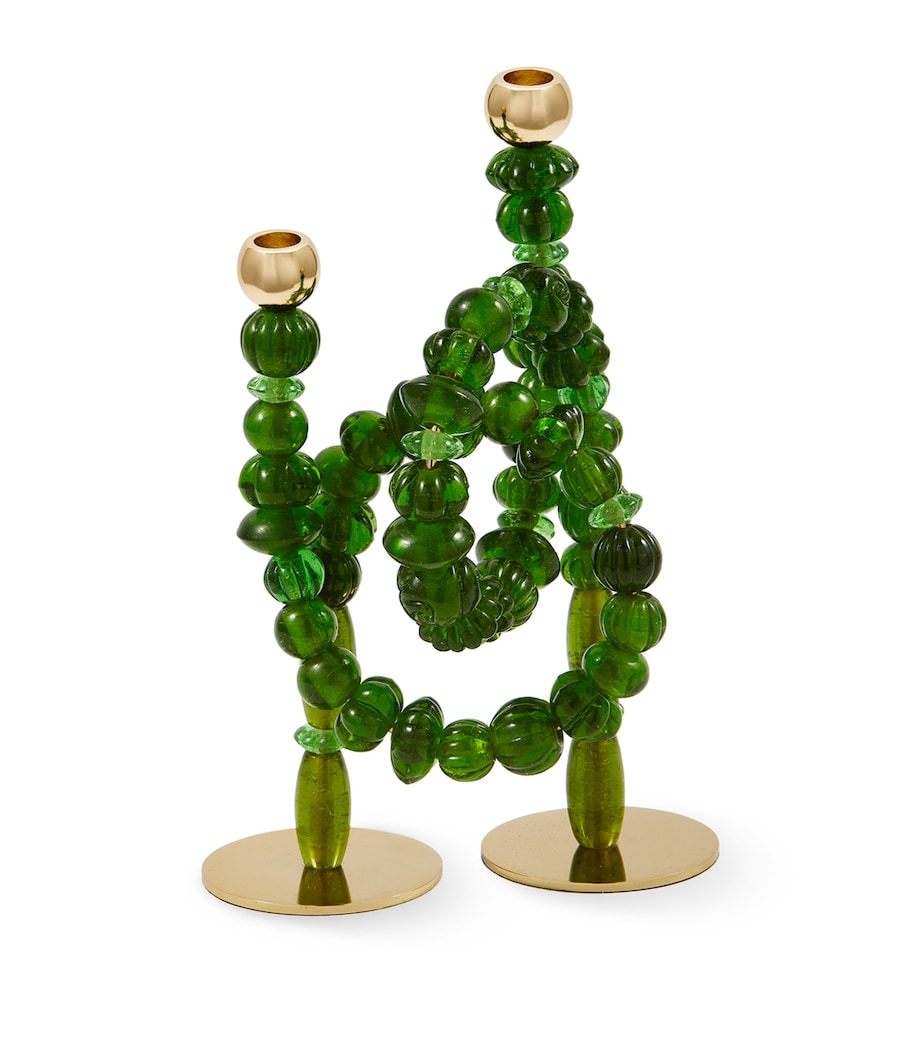 POLSPOTTEN Beads Candle Holder (38cm) Dark Green Image 1
