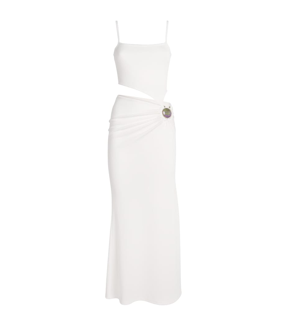 Ribbed Stone Cut-Out Maxi Dress WHITE Image 1
