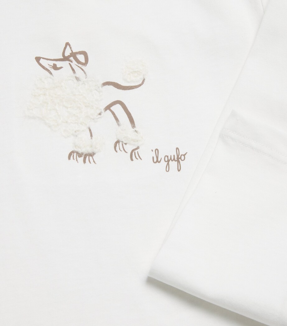 Cotton Embroidered Poodle Long-Sleeve T-Shirt (6 Years) 100MILK Image 3