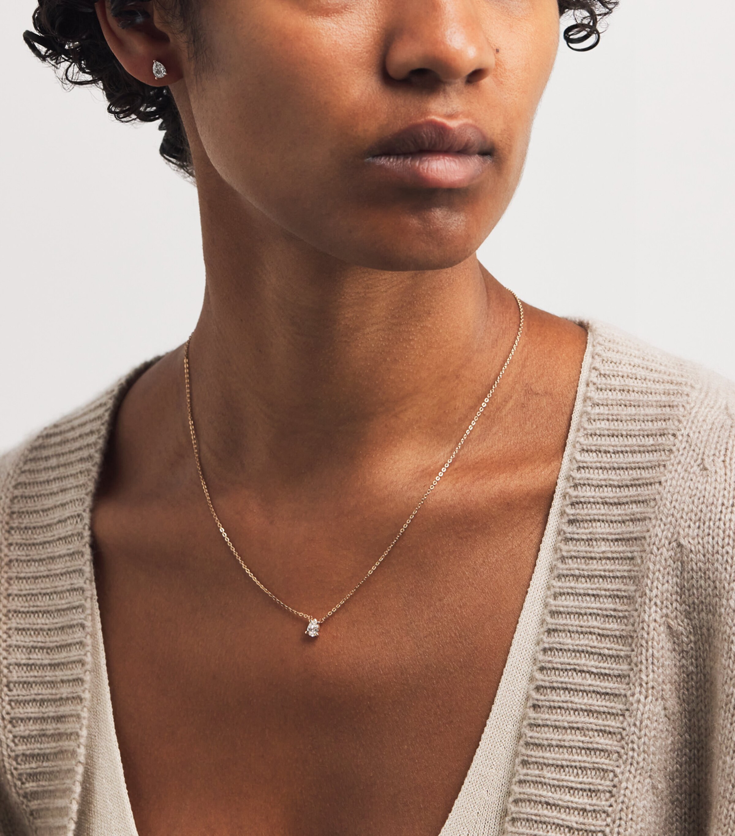 Rose Gold and Diamond Pear Stud Earrings (1.00ctw) ROSE GOLD Image 4