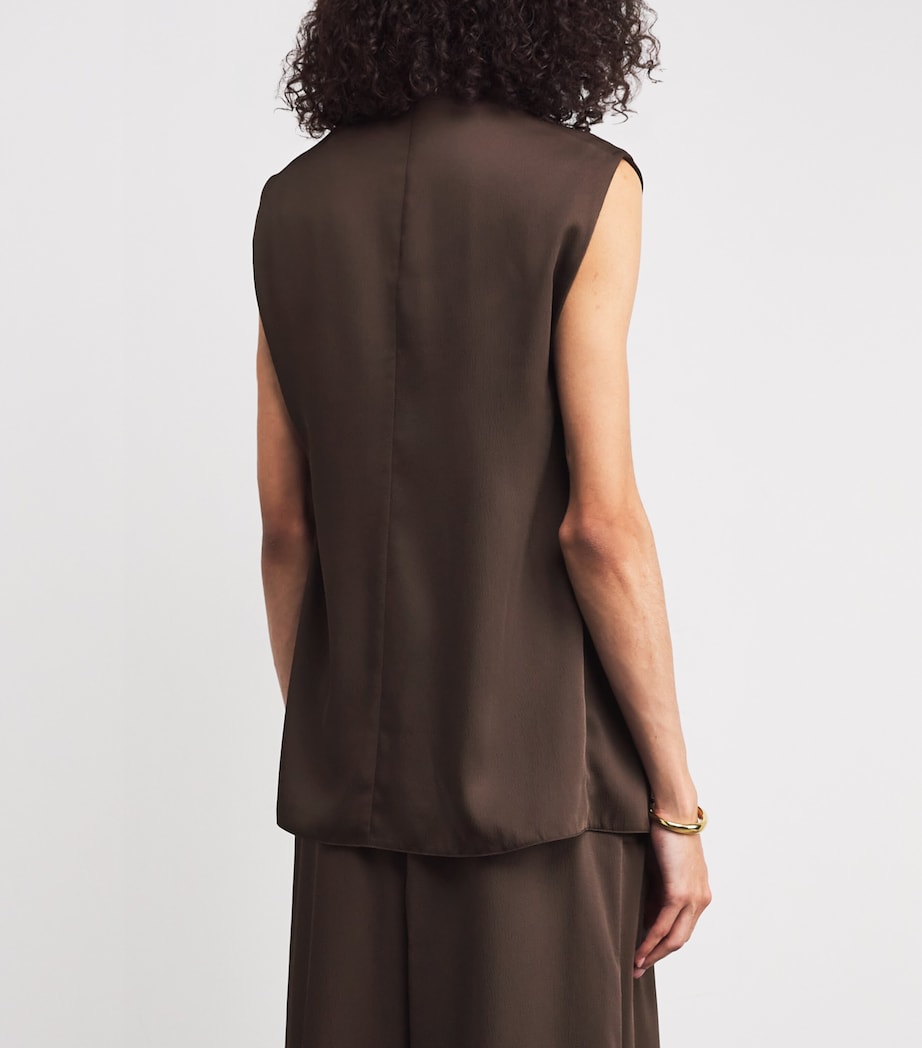 Satin Aaron Sleeveless Top D80 BROWN Image 4