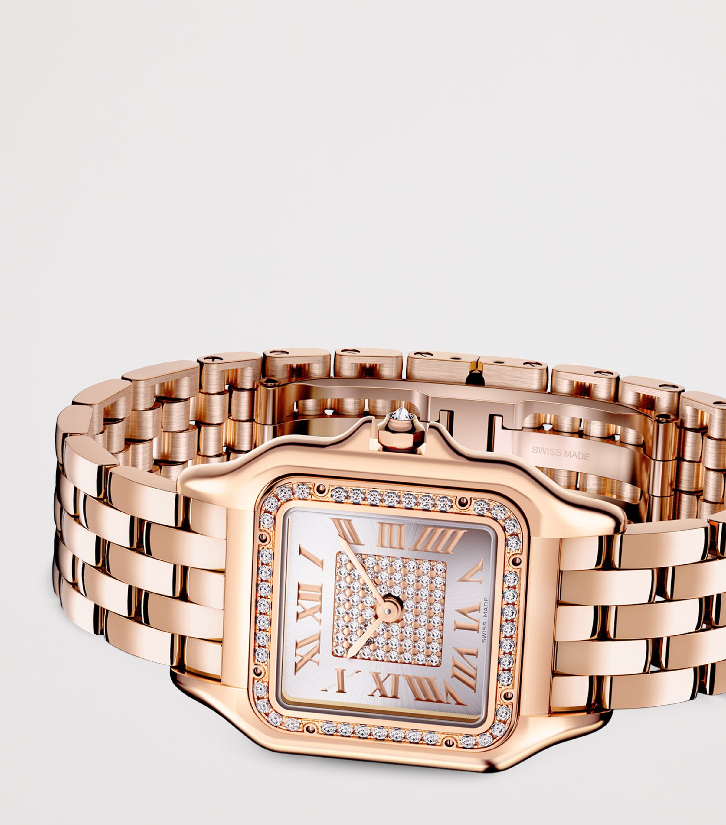 Medium Rose Gold and Diamond Panthère de Cartier Watch 27mm SILVERED Image 6