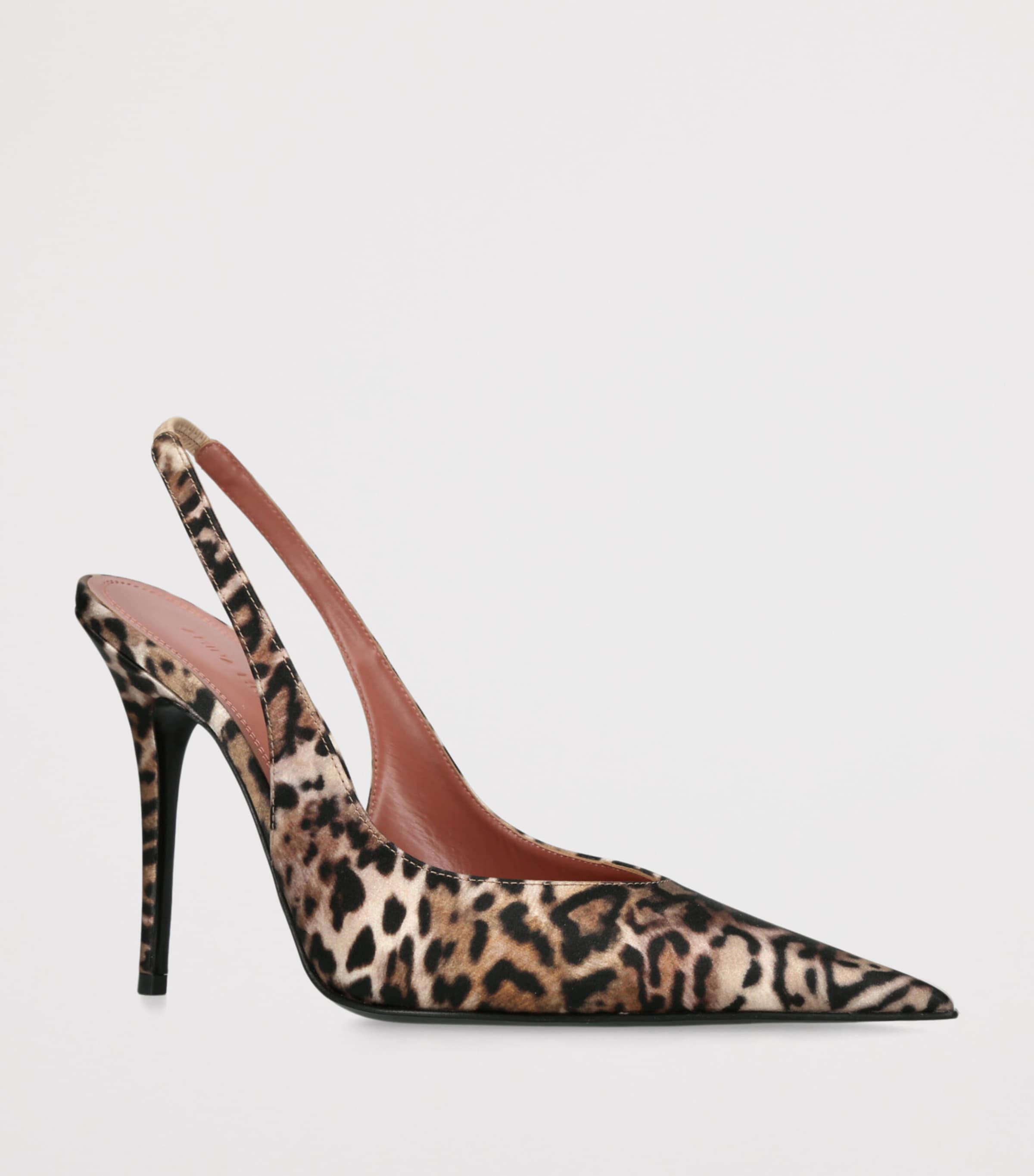 Amina Muaddi Womens Leopard Print Anok Slingback Heels 105 Dk.brn Com Image 3