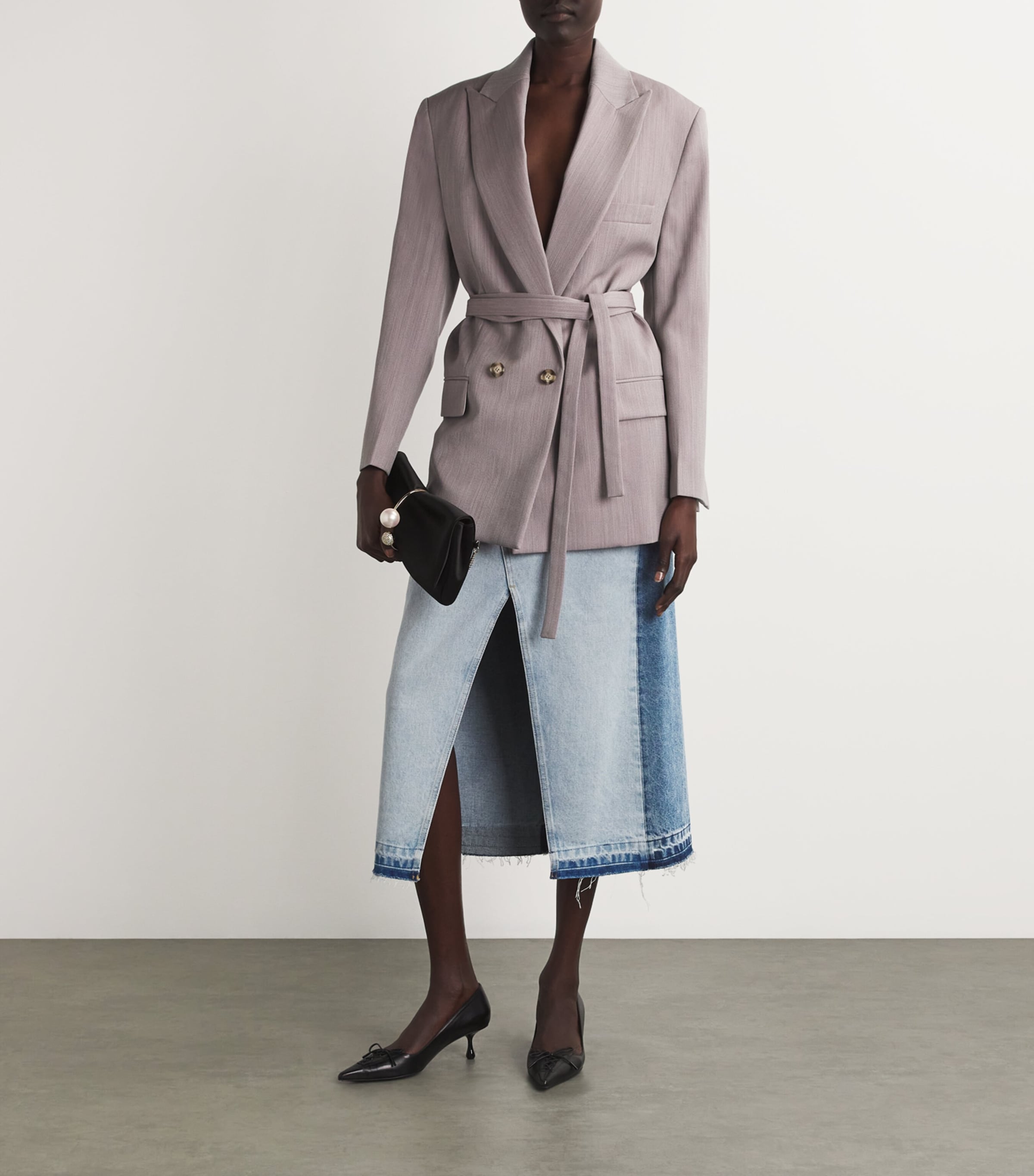 Organic Denim Split Midi Skirt 4545 TWO TONAL DENIM Image 2