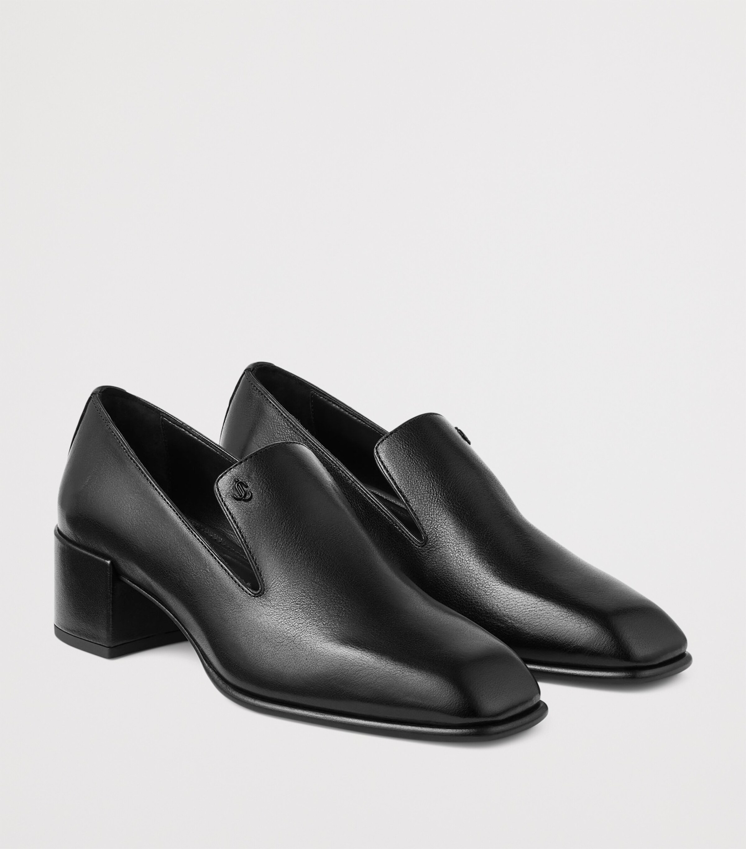 Eliot 45 Buffalo Leather Heeled Loafers BLACK Image 2
