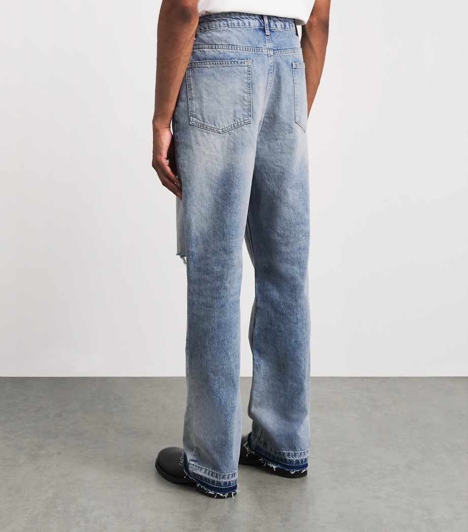 Represent Mens Ripped Heaton Straight Jeans Light Vintage Blue Image 5