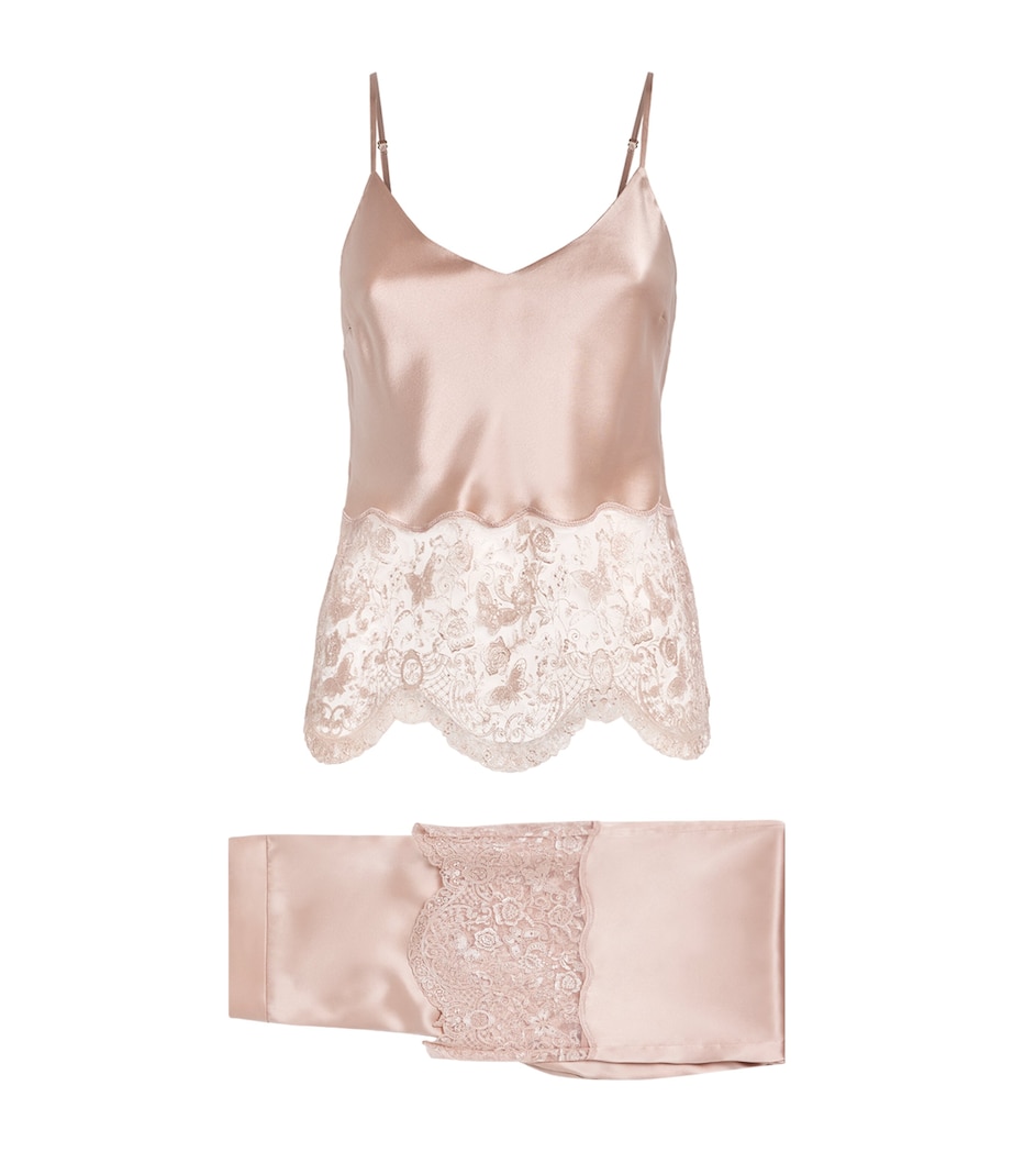 Harrods Womens Silk Lace-Trim Cami Pyjama Set Pink Image 1