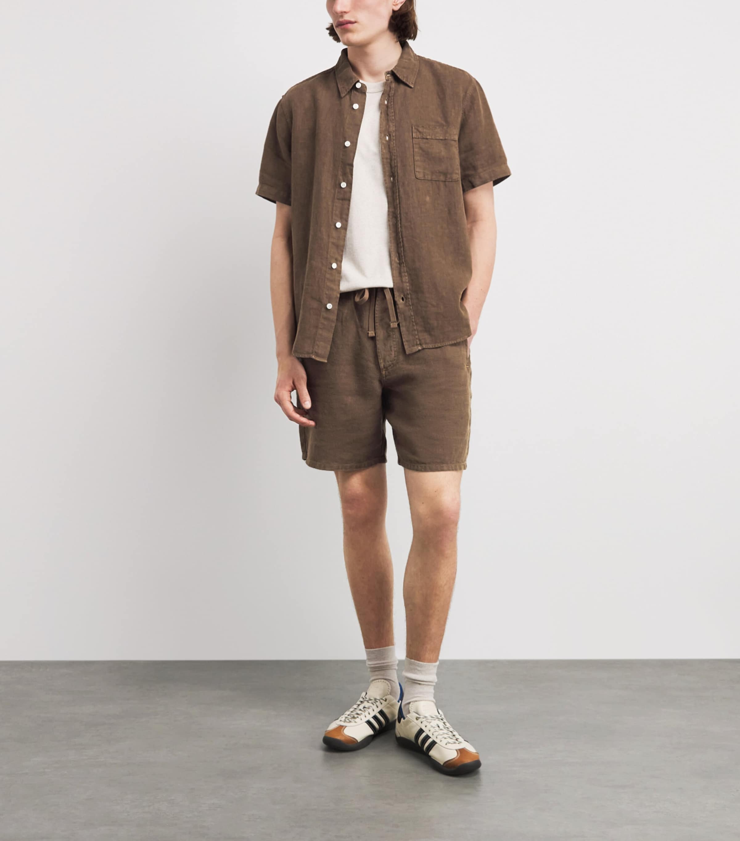 Citizens of Humanity Mens Linen Short-Sleeve Cairo Shirt Kelp Image 2