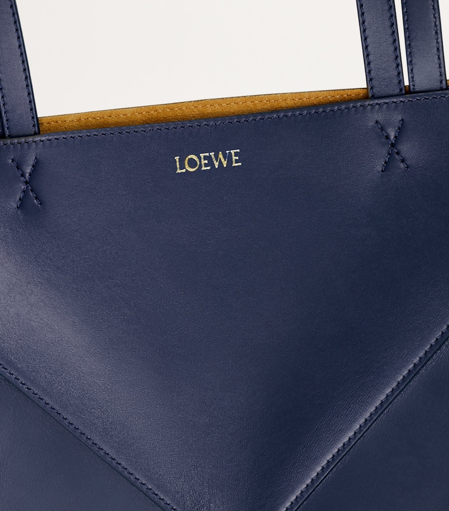 LOEWE Medium Leather Puzzle Fold Tote Bag Abyss Blue Image 9