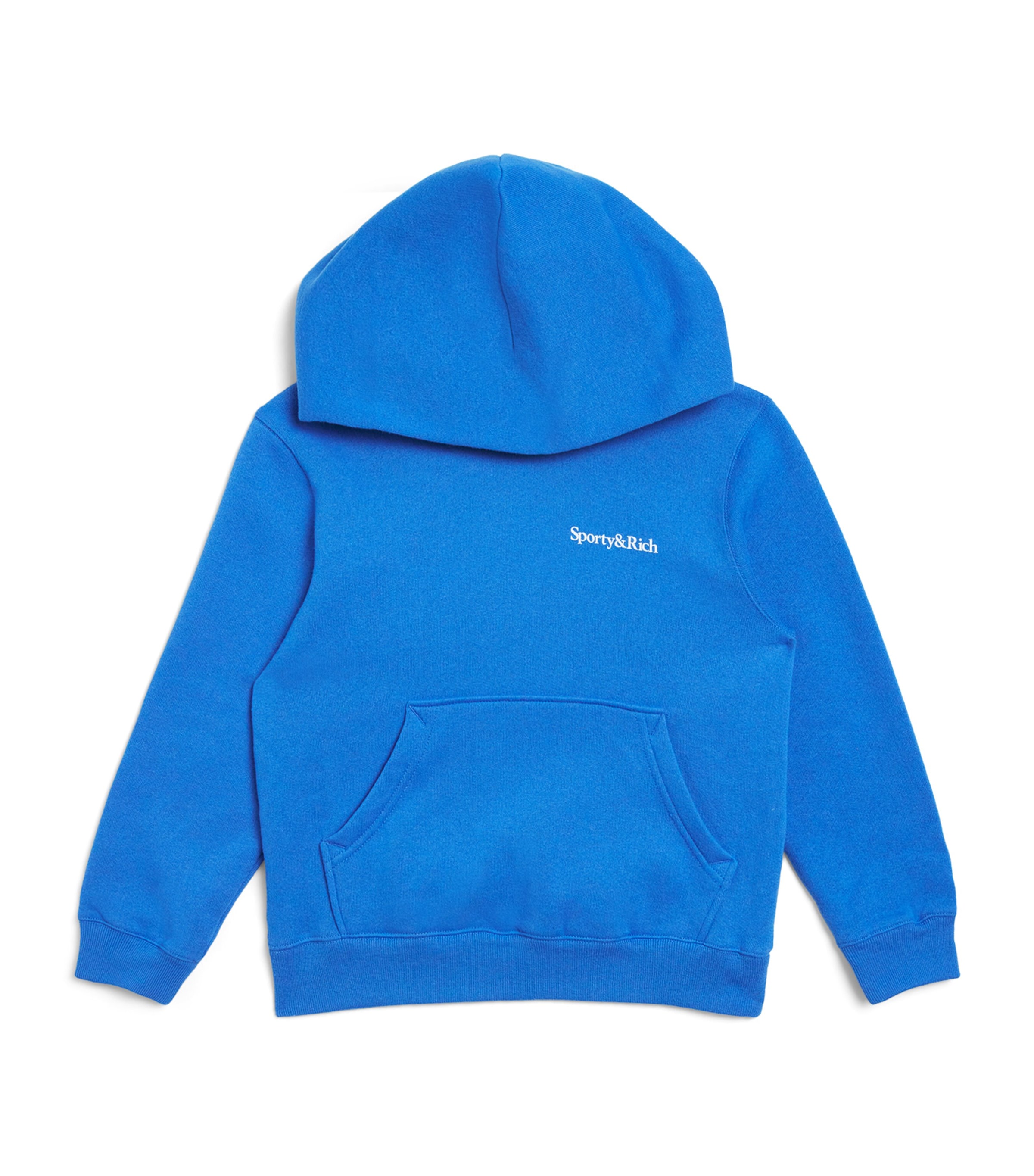 Shop Sporty And Rich Cotton Serif Logo Hoodie In Blue