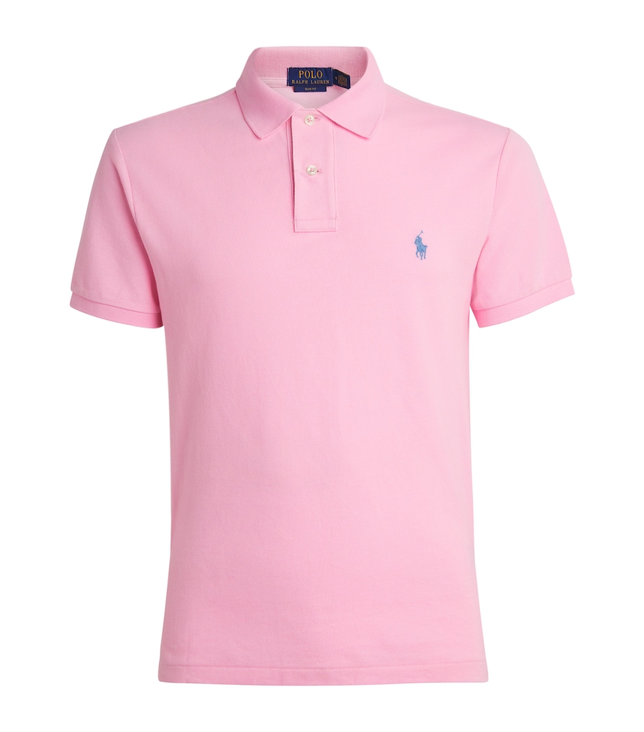 Polo Ralph Lauren Mens Cotton Mesh Slim-Fit Polo Shirt Carmel Pink Image 1