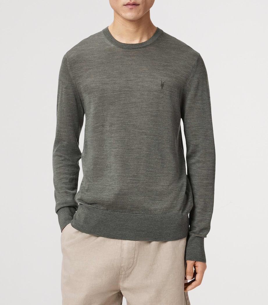 AllSaints Mens Merino Wool Slim Mode Sweater Maple Green Image 4