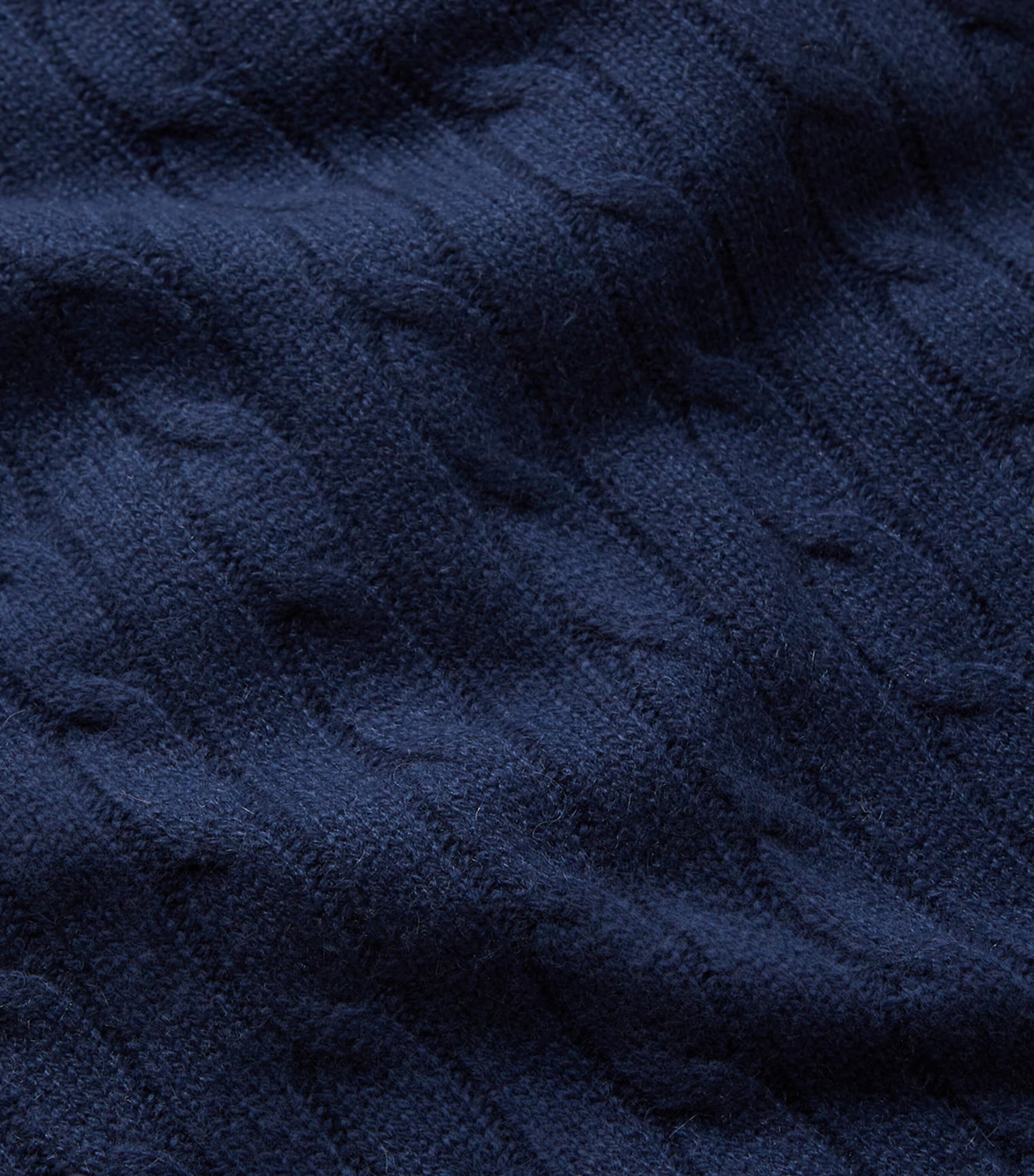 Cashmere Cable-Knit Throw (60cm x 60cm) POLO NAVY Image 2