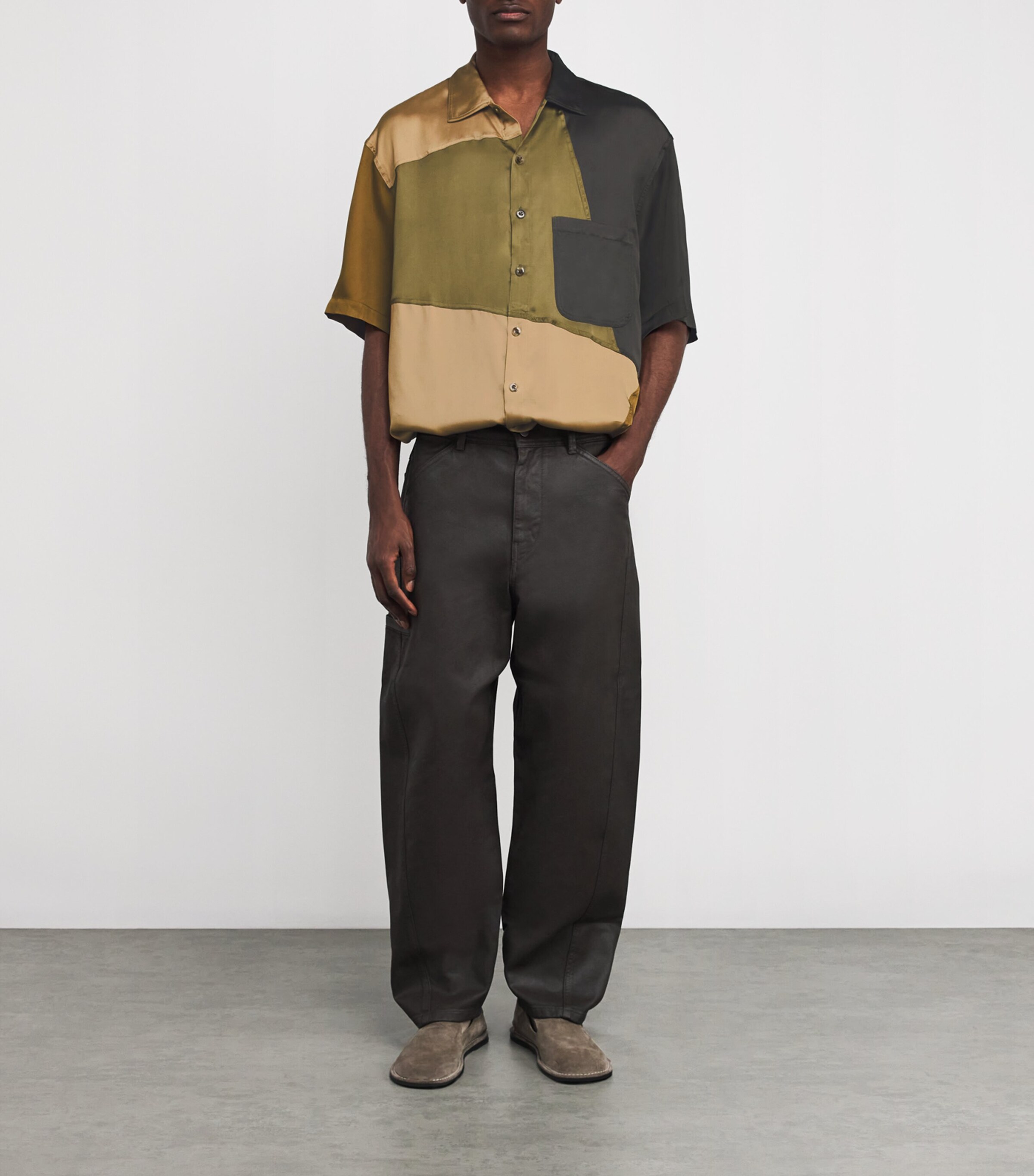 Song For The Mute Mens Panelled Short-Sleeve Shirt Image 2
