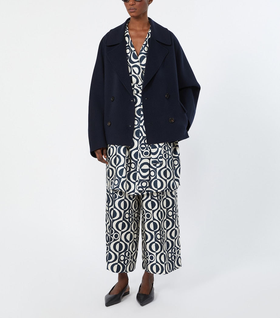 Max Mara Womens Virgin Wool Short Peacoat Midnightblue Image 2