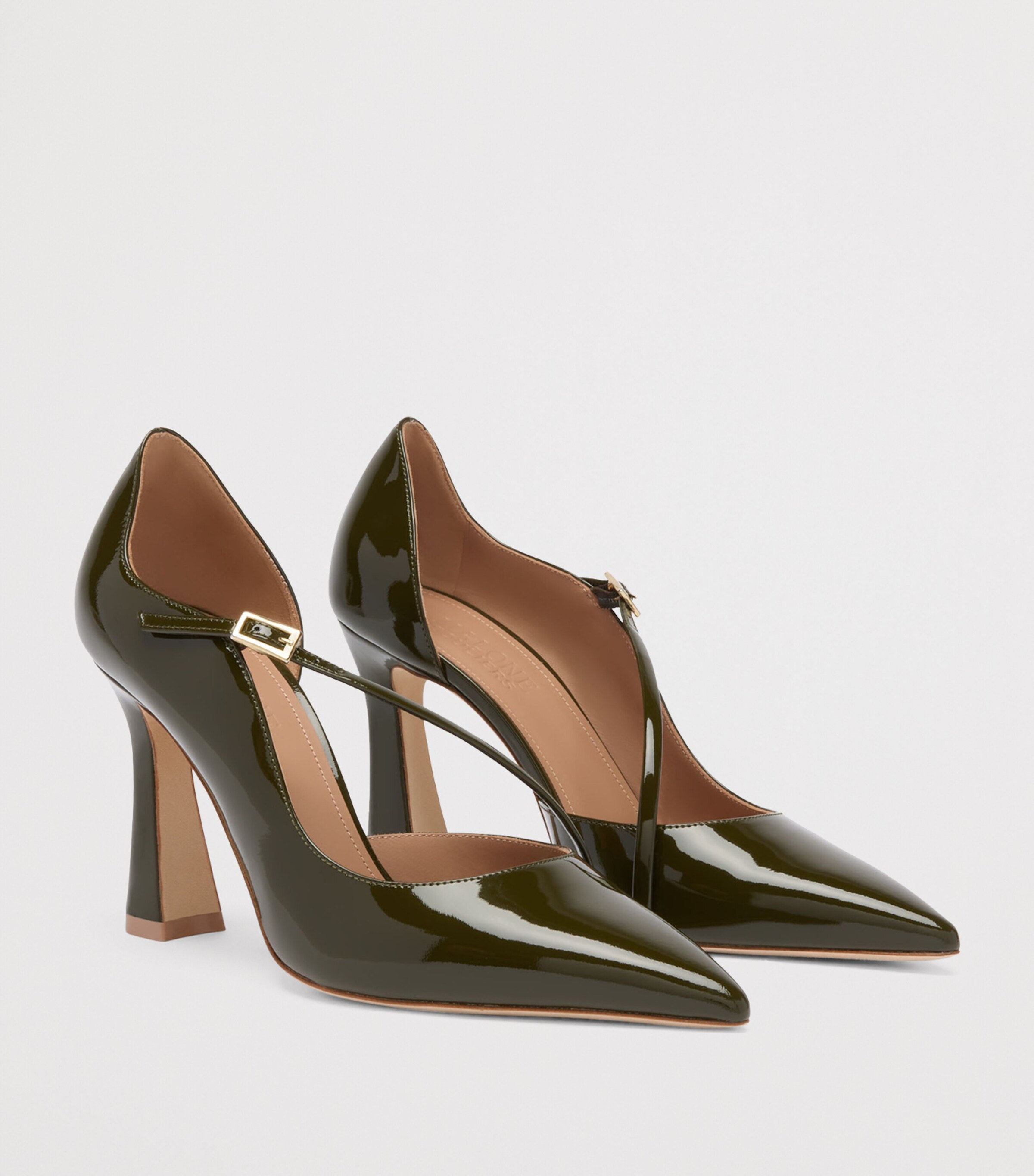 Malone Souliers Patent Leather Bettina Heeled Pumps 90 Olive Image 3
