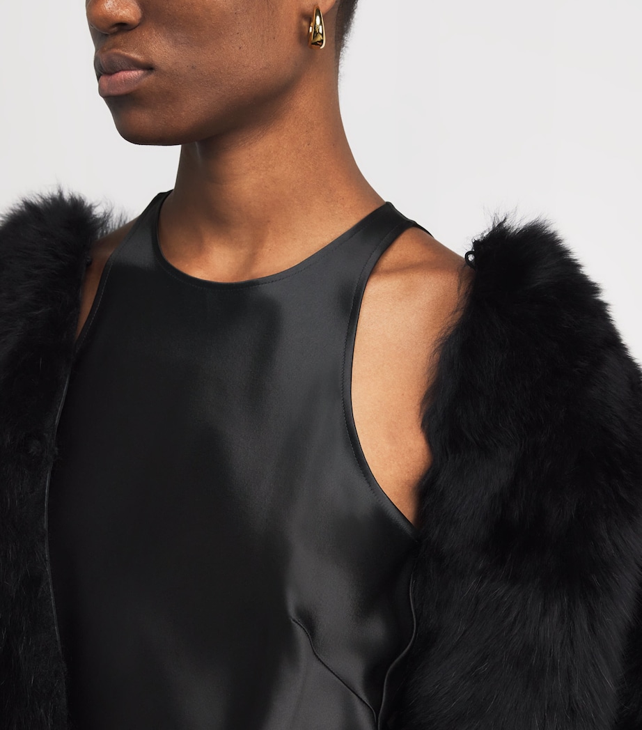 Satin Ritz Sleeveless Top BLACK Image 6