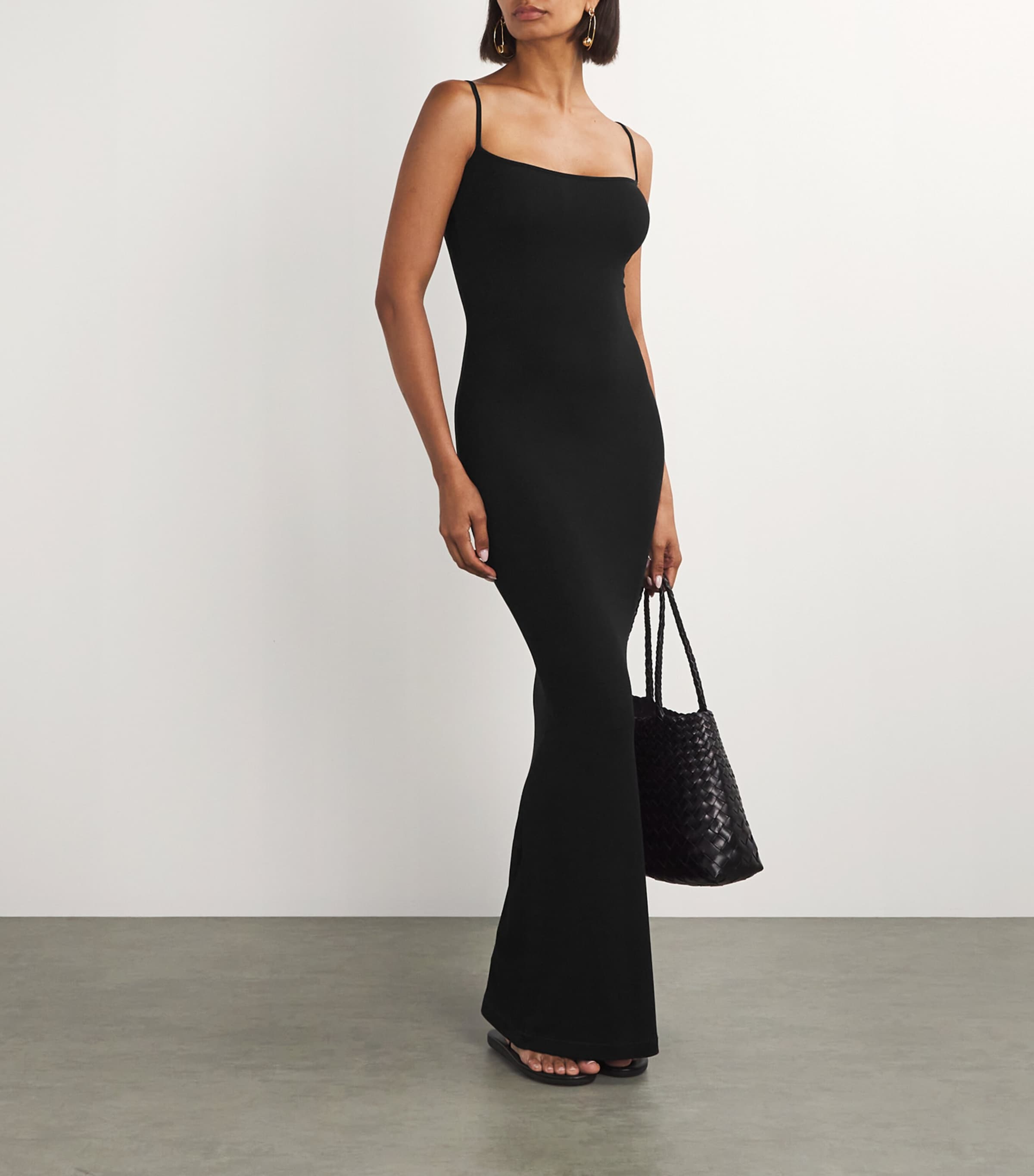 Bodycon Dress Skims Skims Black Soft Lounge Long Slip Dress Harrods UK