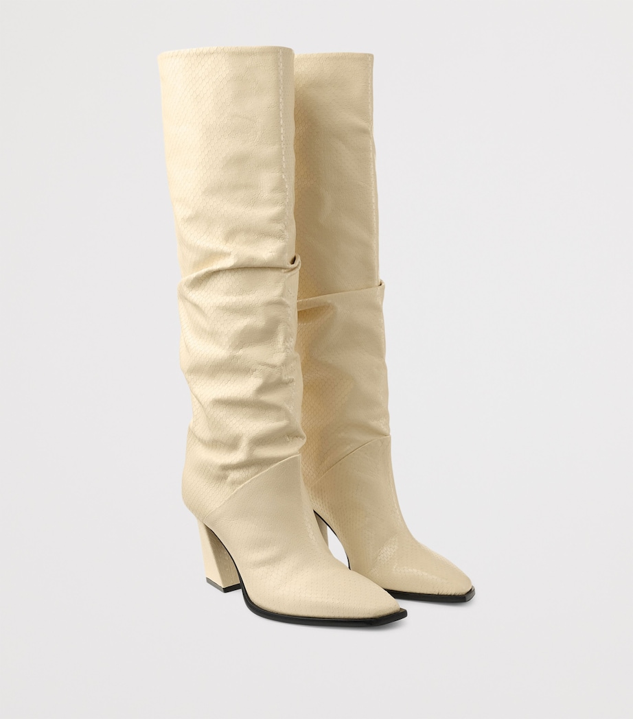 Hart 85 Snakeskin-Embossed Leather Knee-High Boots BUTTERMILK Image 4