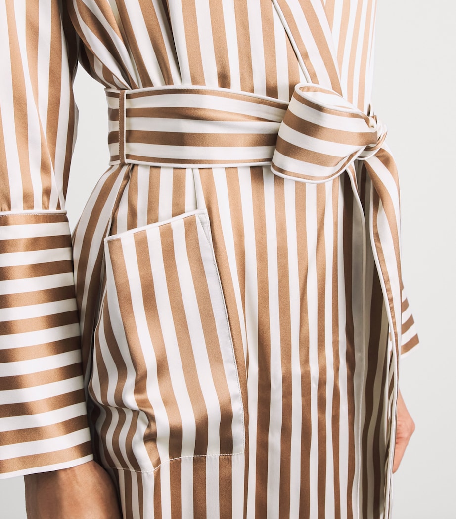 Olivia von Halle Womens Silk Capability Stripe Robe Solene Image 3