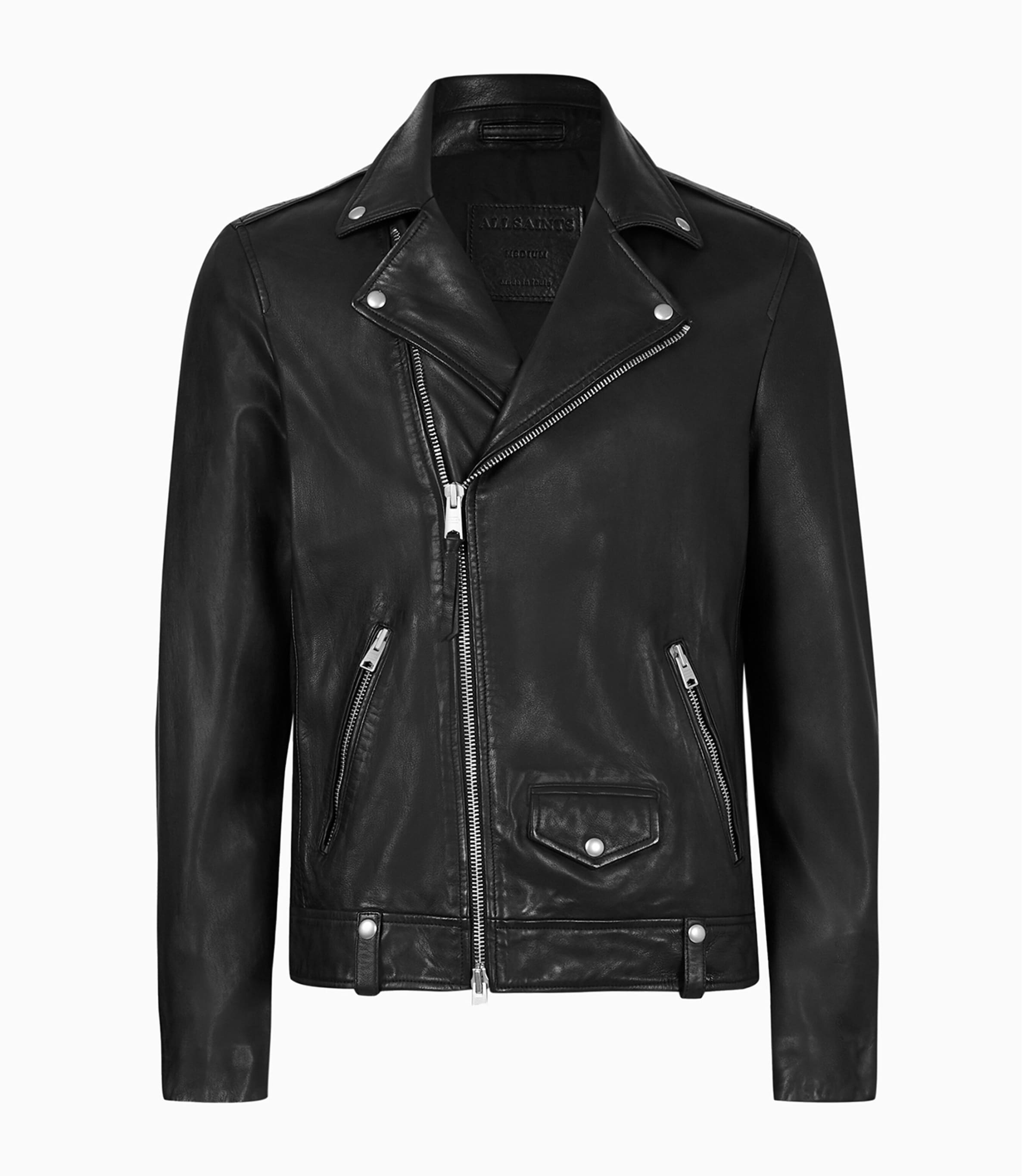 Allsaints Leather Milo Biker Jacket In Black