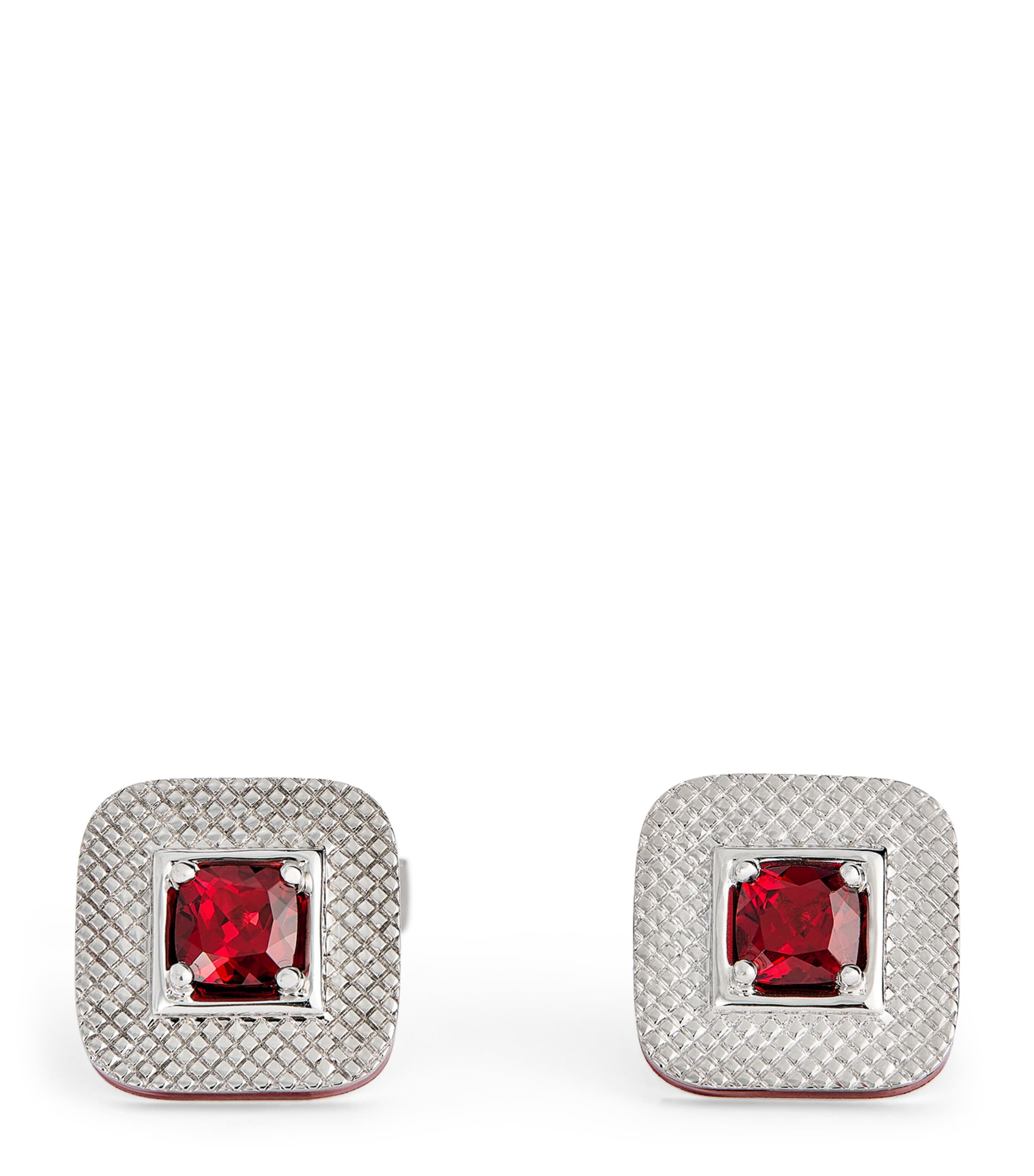 Tateossian Sterling Silver And Red Garnet Refratto Cufflinks In Silver