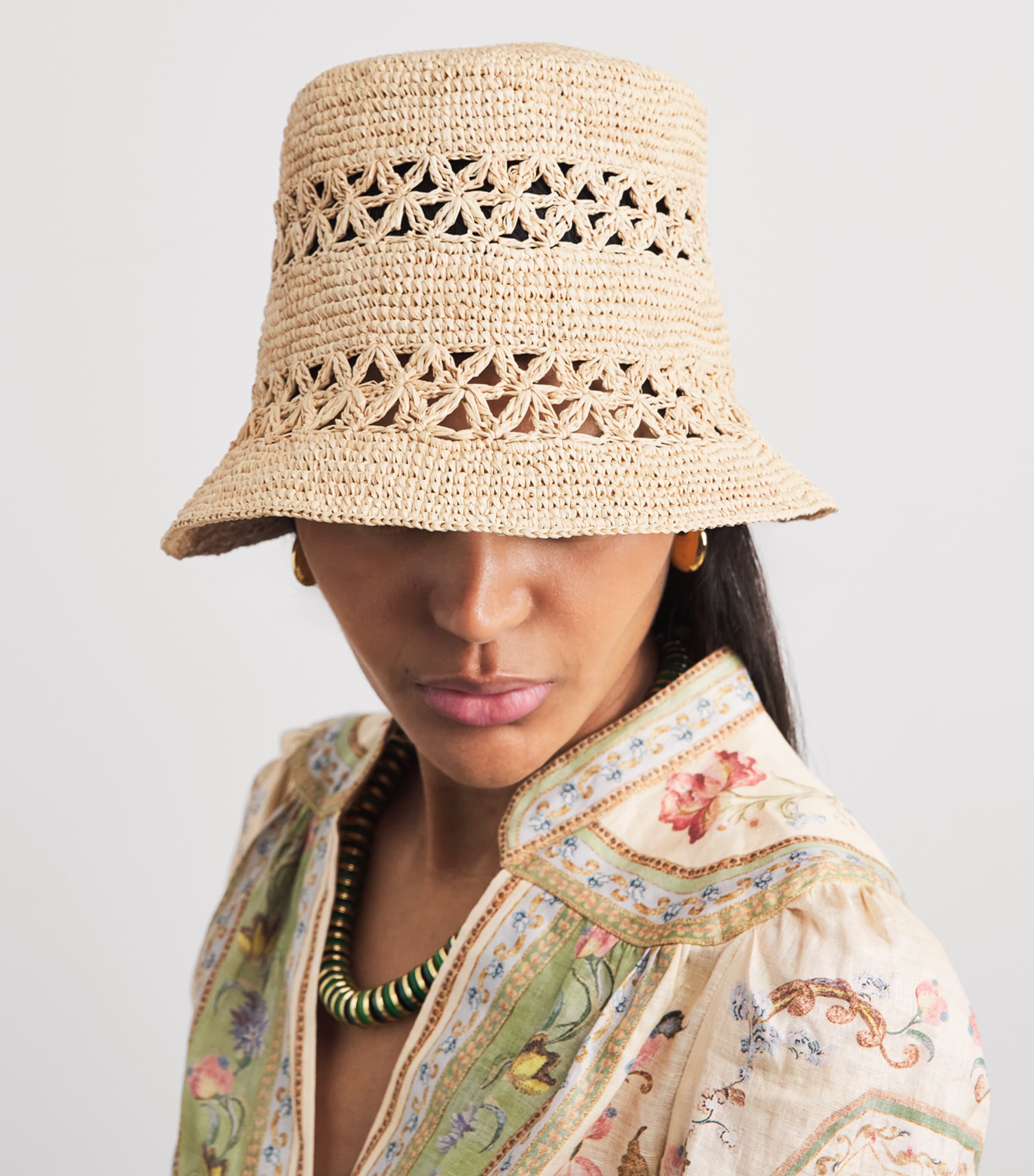Zimmermann Raffia Woven Bucket Hat Natural Image 4