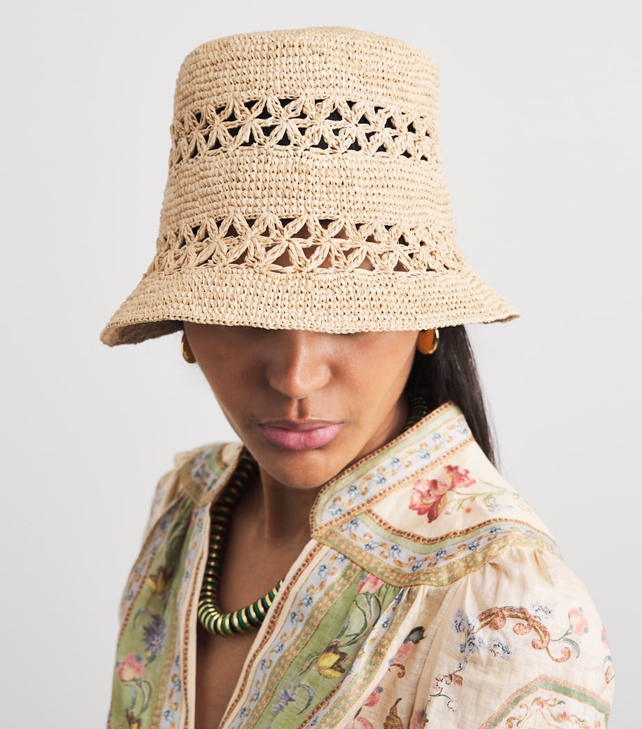 Zimmermann Raffia Woven Bucket Hat Natural Image 4