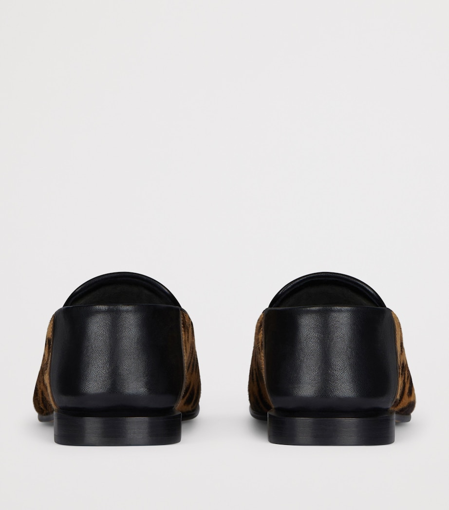 Leopard Print Label Loafers BLACK/BEIGE Image 4