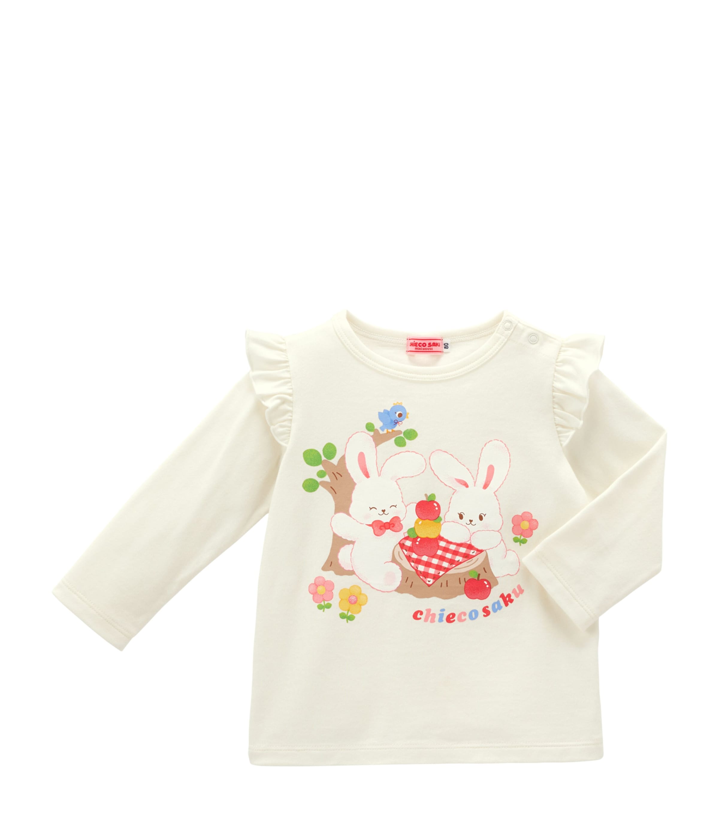 Miki House Cotton Printed Top In Neutral