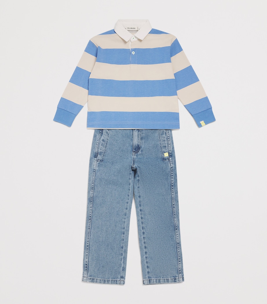 Cotton Stripe Polo Shirt (2-6 Years) PALE BLUE Image 3