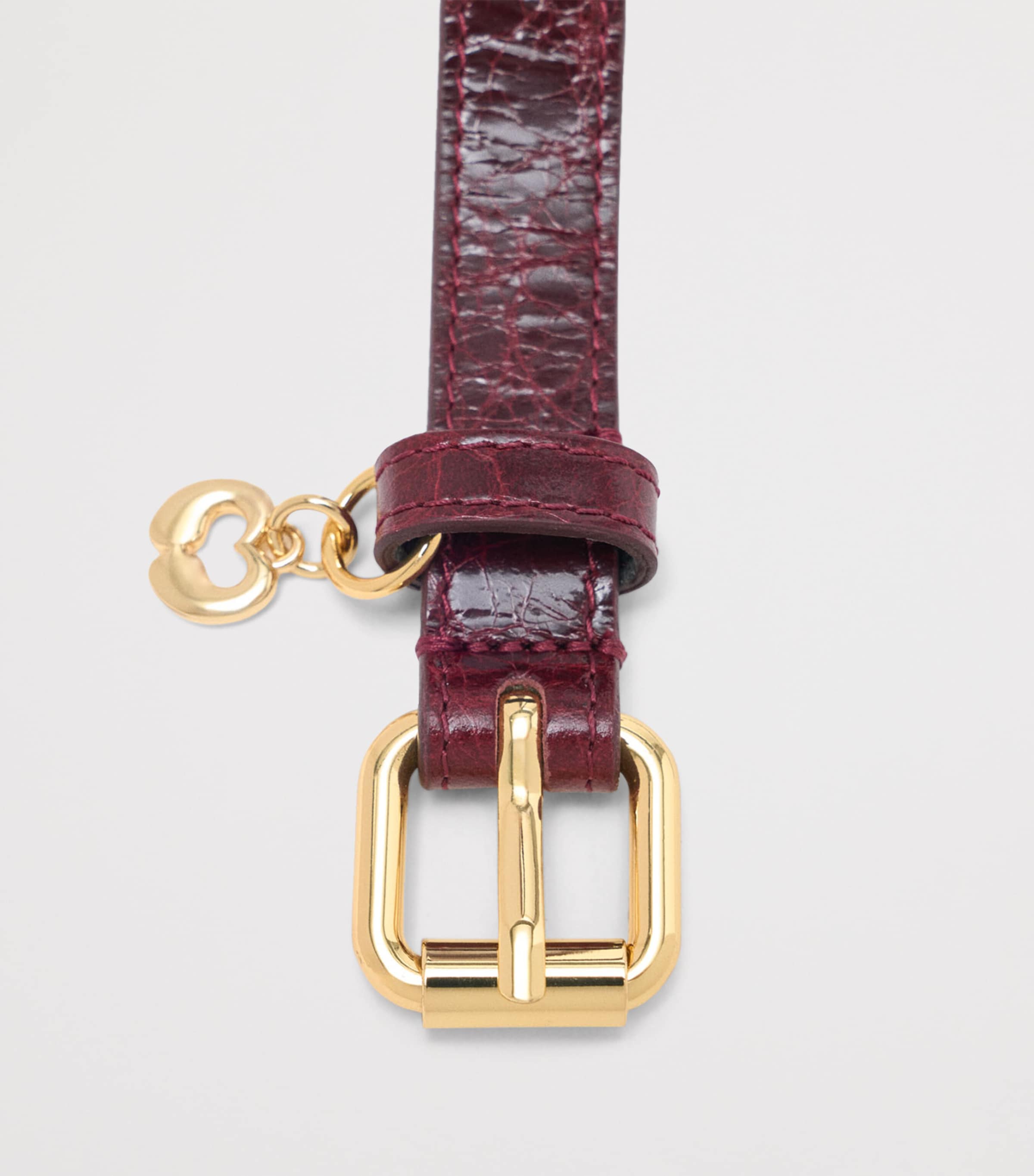 Maje Leather Eyelet Slim Belt Burgundy Image 6