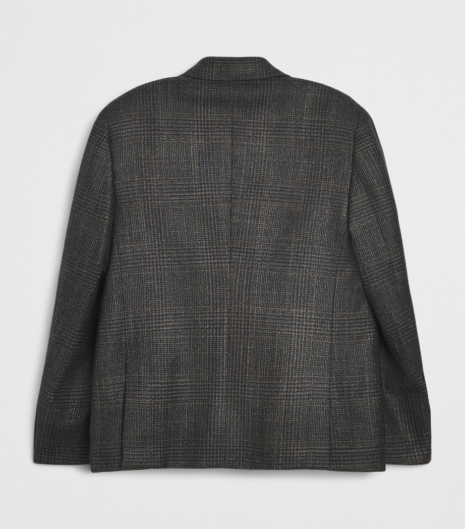 Stefano Ricci Kids Wool-Silk-Cashmere Check Blazer (8-16 Years) Greenc. Image 2