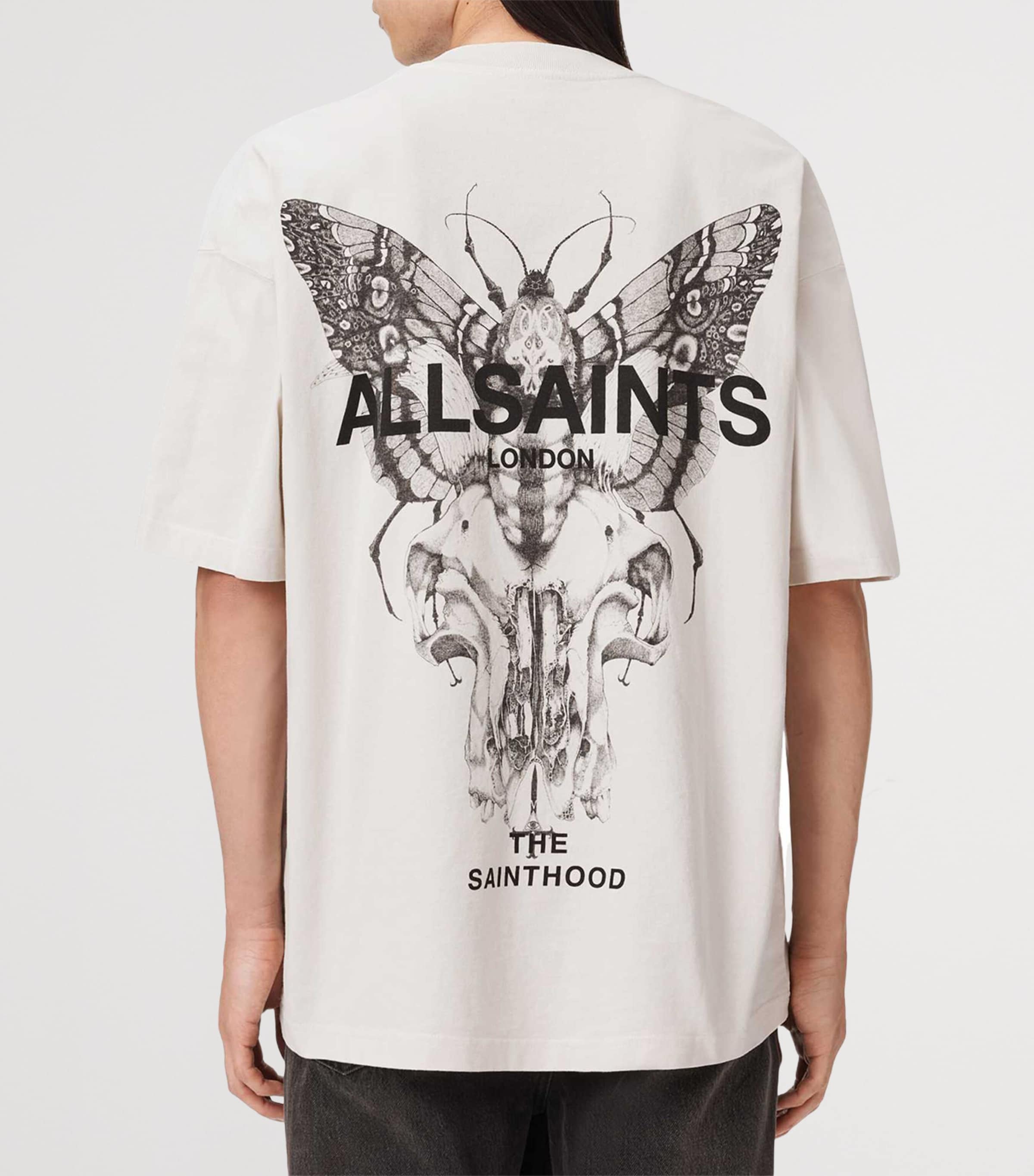 AllSaints Mens Organic Cotton Hallis T-Shirt Dusk White Image 4
