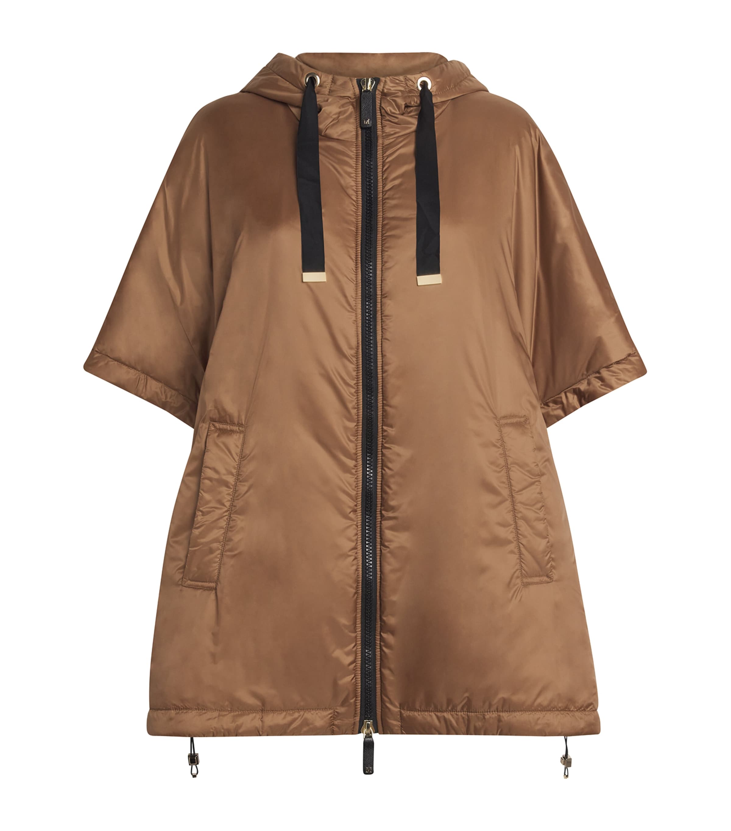 Max Mara Hooded Cape In Brown