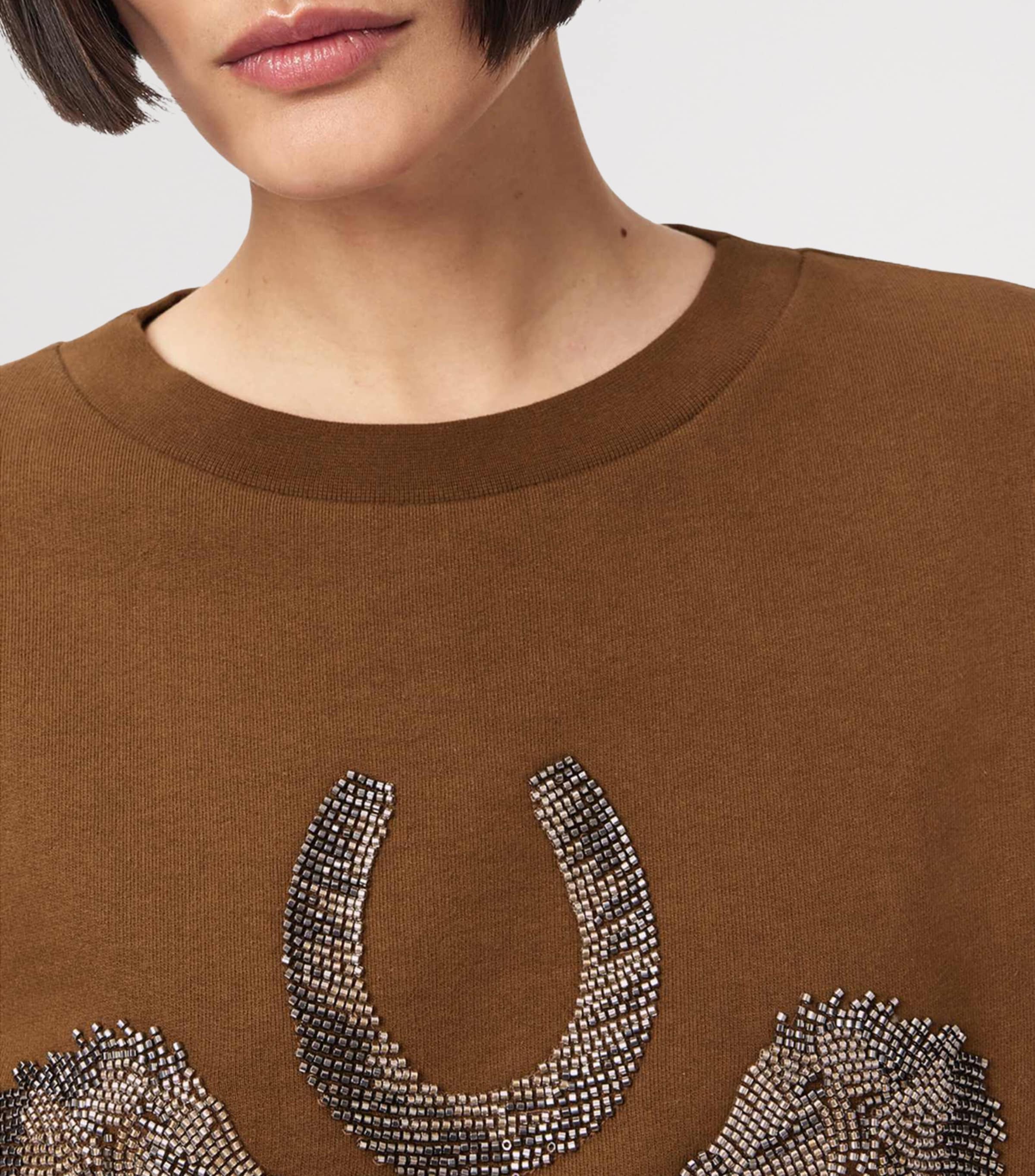 AllSaints Womens Cotton Luck Pippa Sweatshirt Cognac Brown Image 6